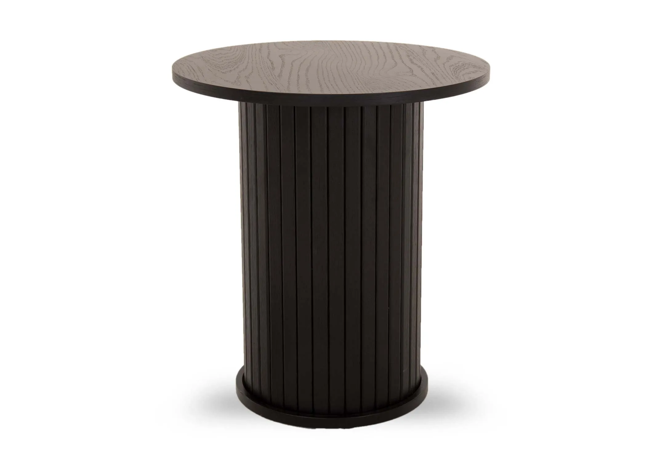 Round Black Oak Lamp Table - Nola