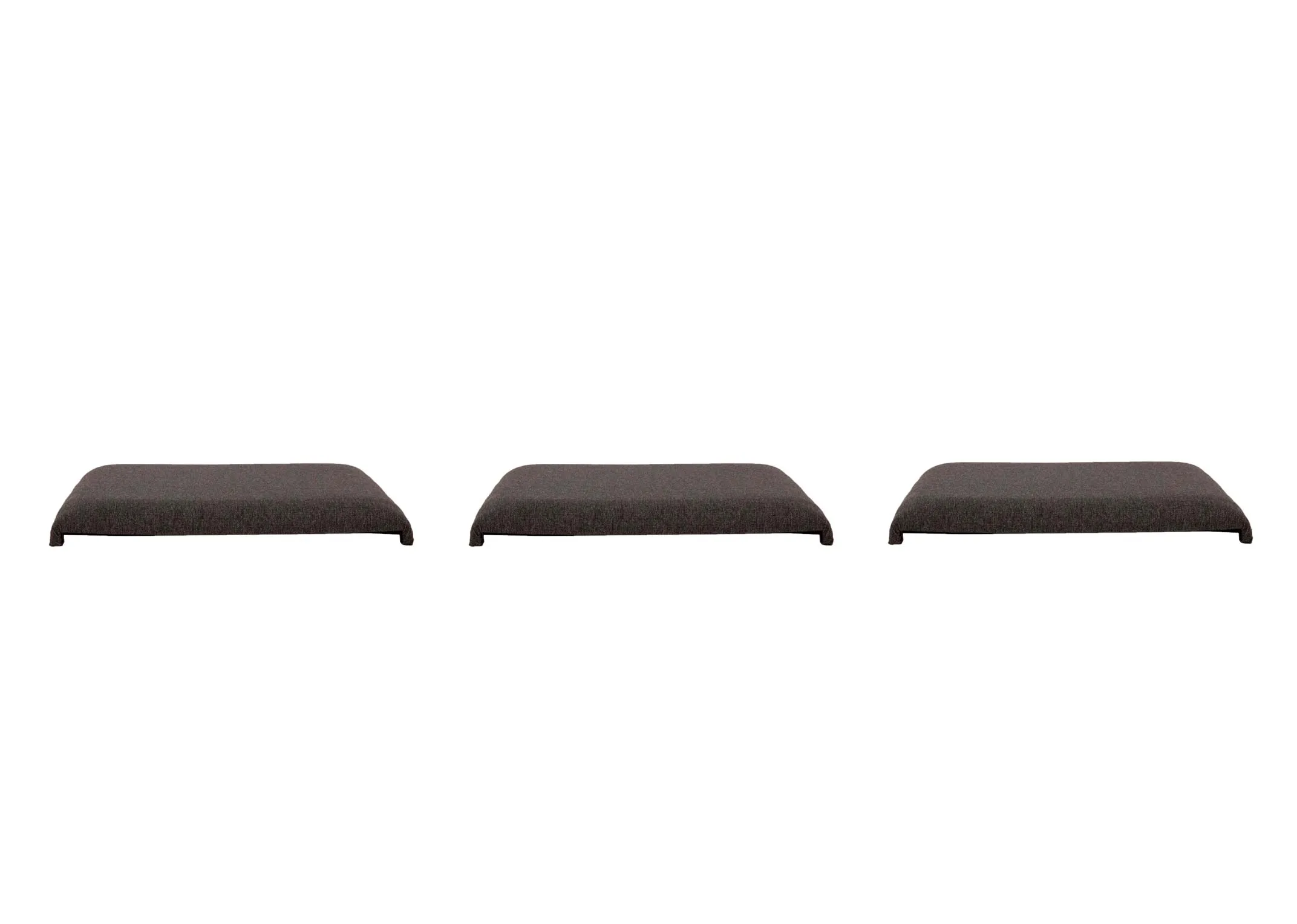 Set of 3 Grey Fabric Seat Pads - Como