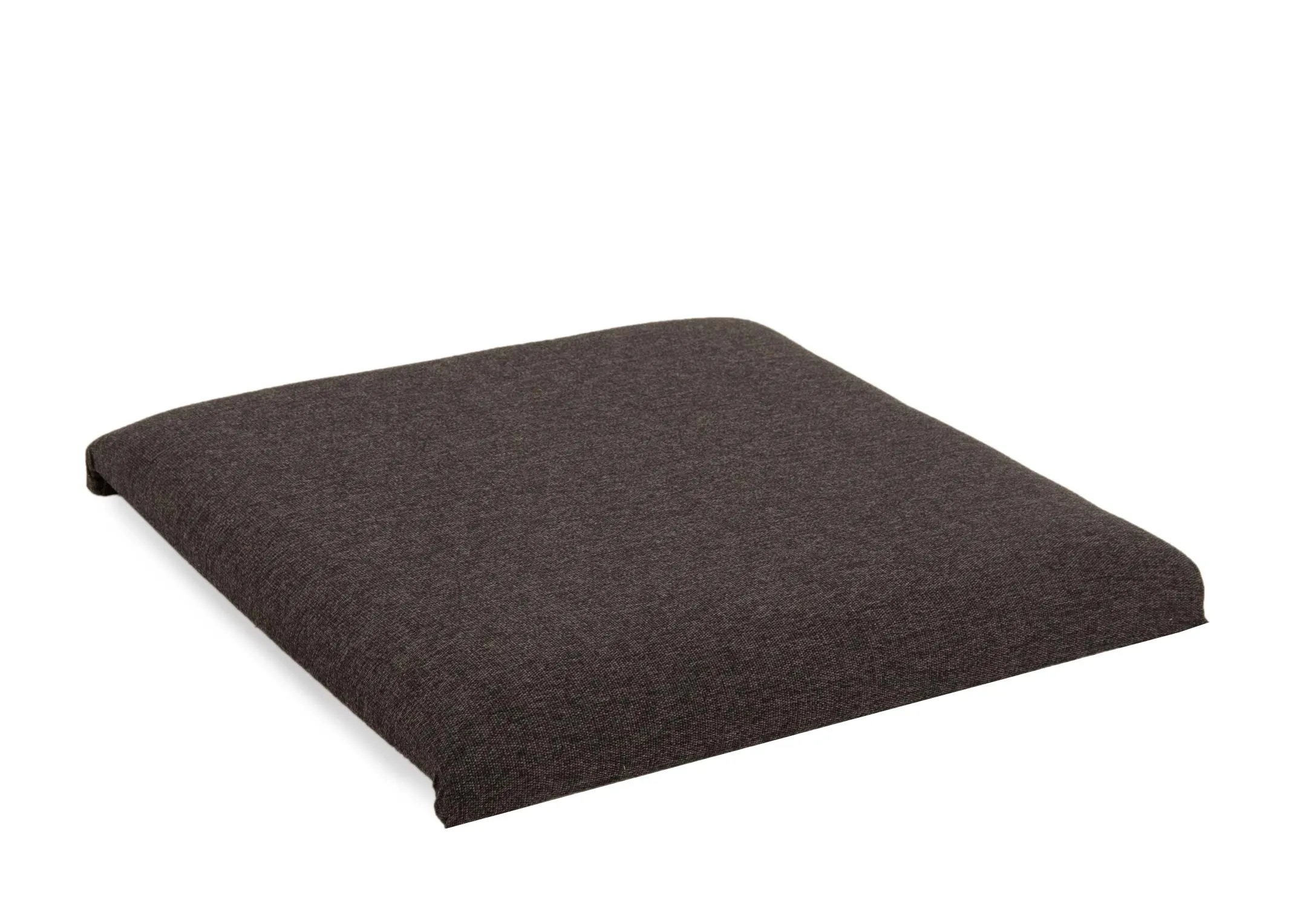 A square grey fabric padded seat from EZ Livings Como range. Angled view of seat pad for dining bench
