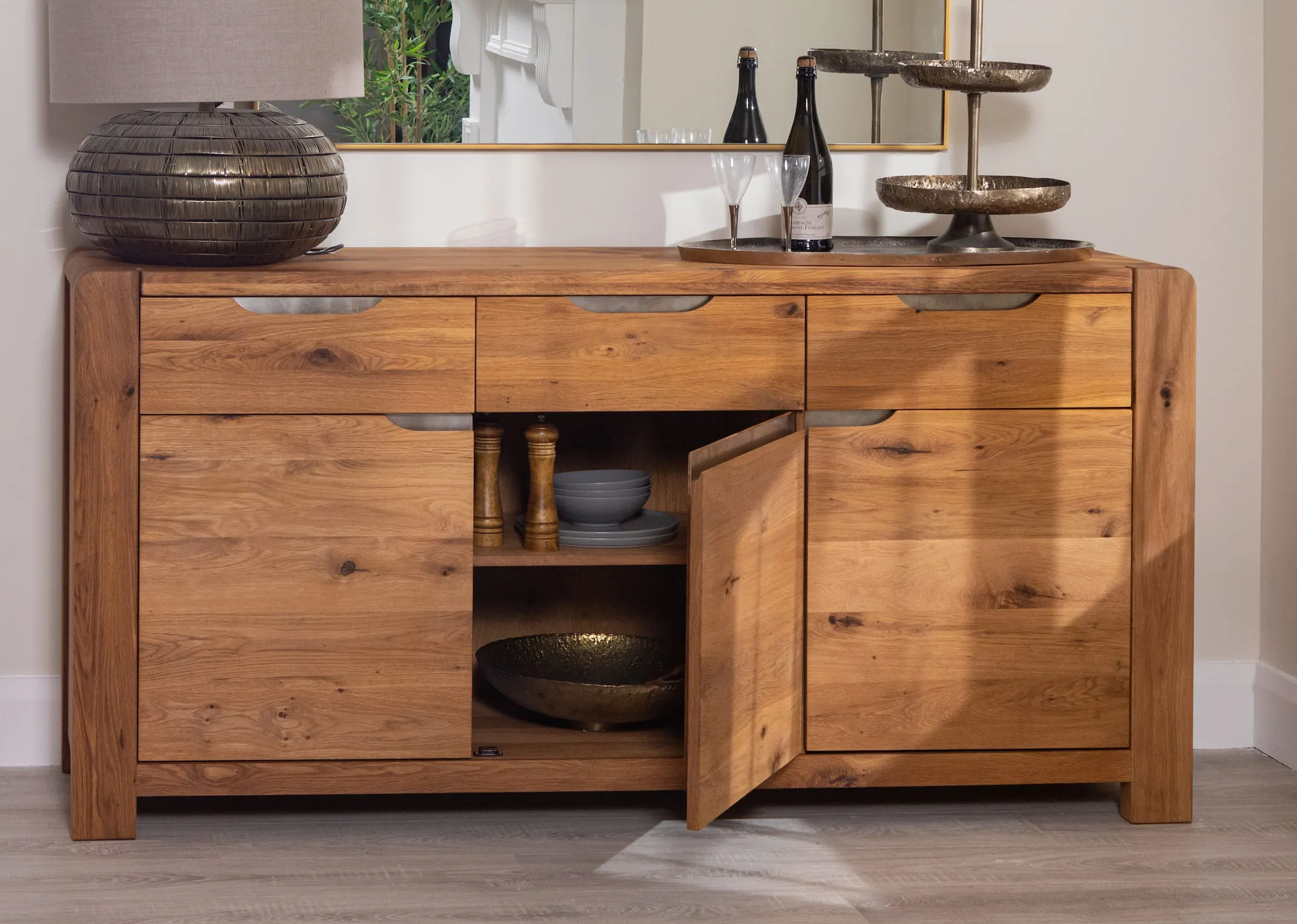 3 Door 3 Drawer Wild Oak Sideboard - Como