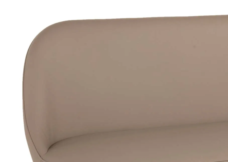 A taupe faux leather sofa bench from EZ Livings Gain range. Side view