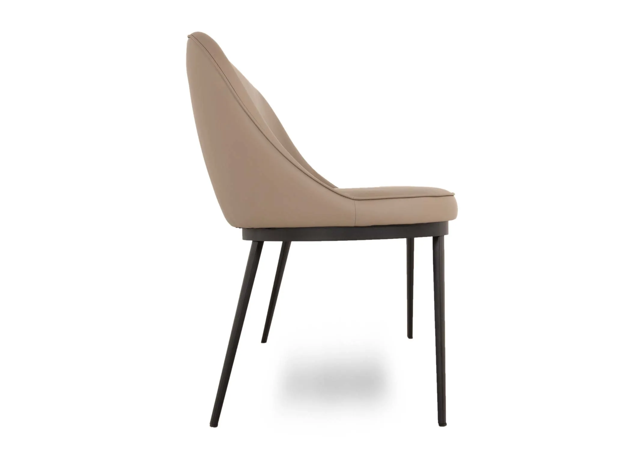 A taupe faux leather sofa bench from EZ Livings Gain range. Back view or high back