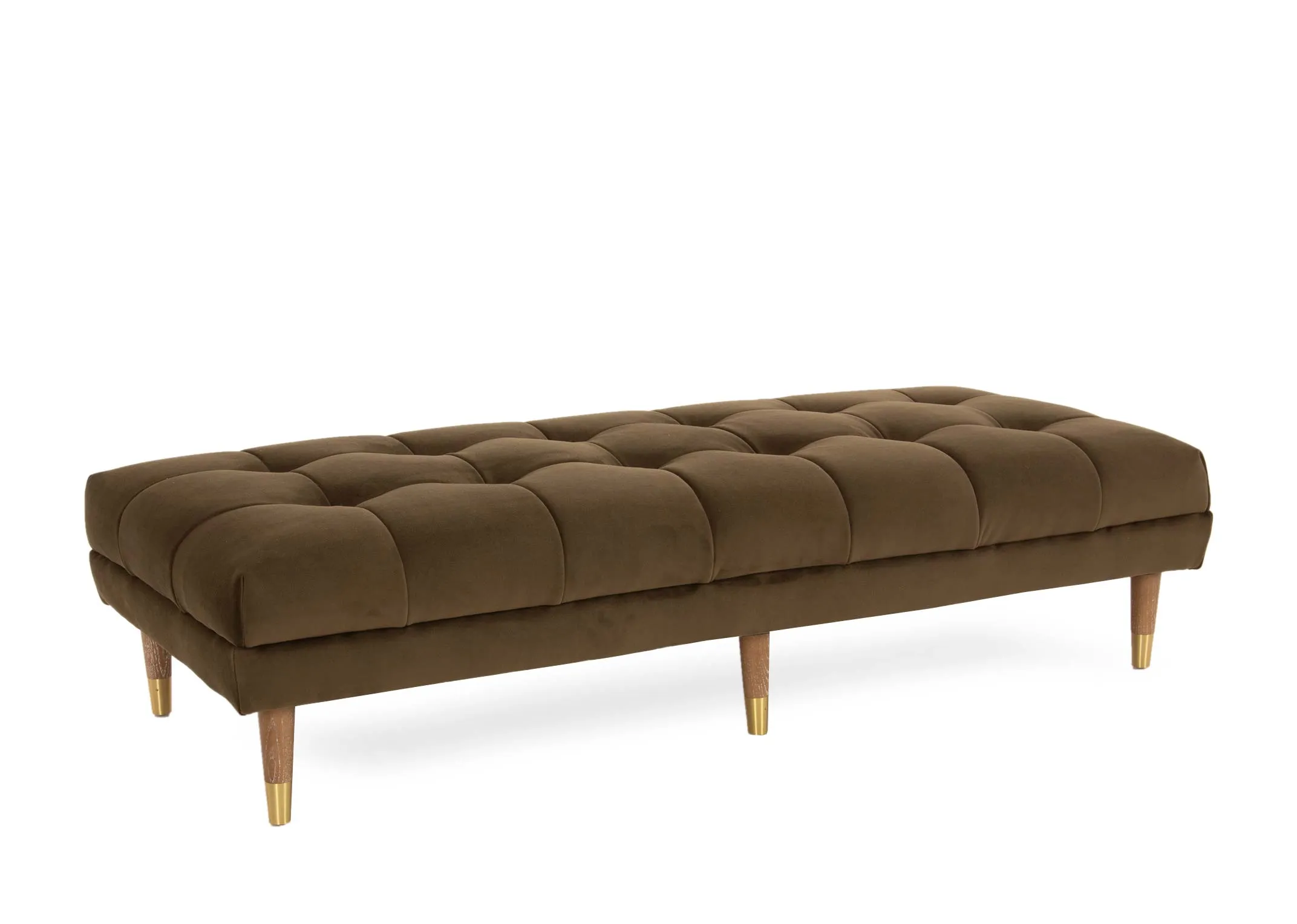 Olive Green Velvet Footstool - Grace