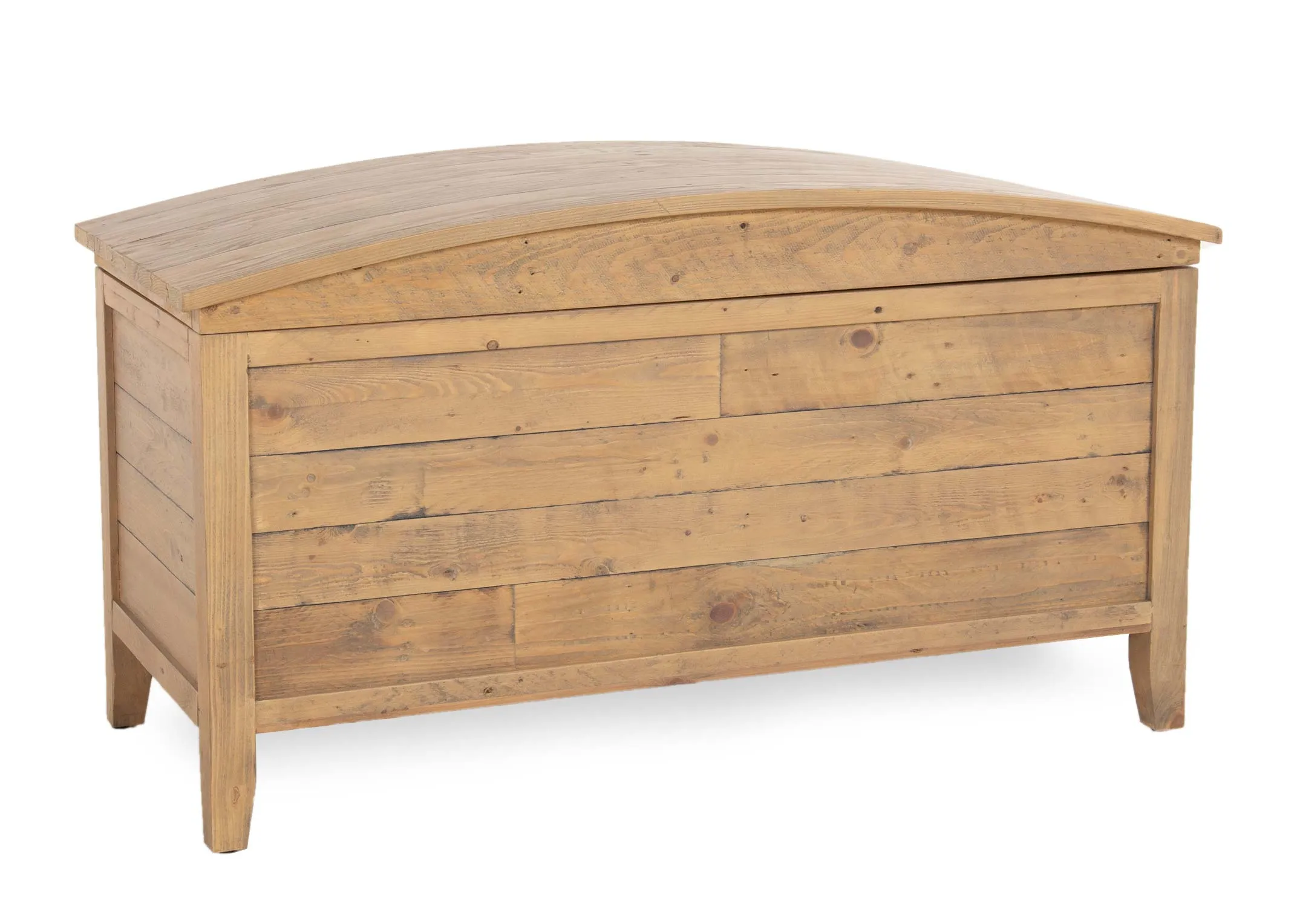A reclaimed pine blanket from EZ Living Furnitures Bria range. Angled view of rounded top