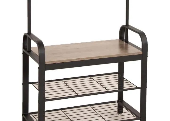 A wood & metal coat stand with shoe rack from EZ Livings Barrow range