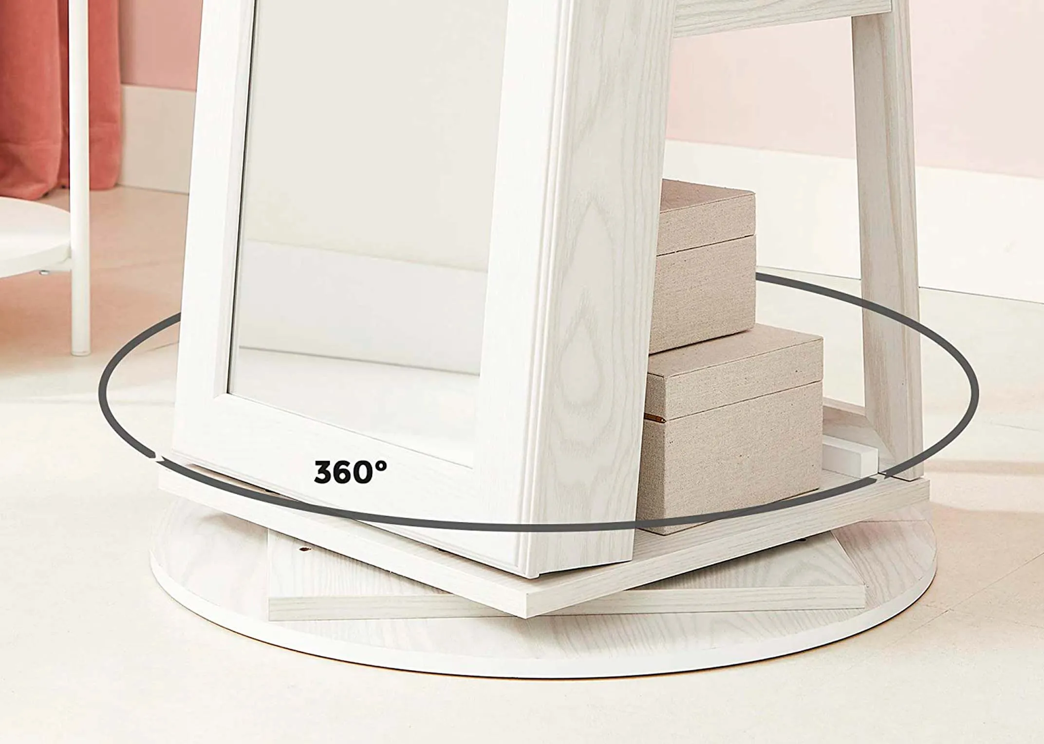 makeup storage & handbags on shelves