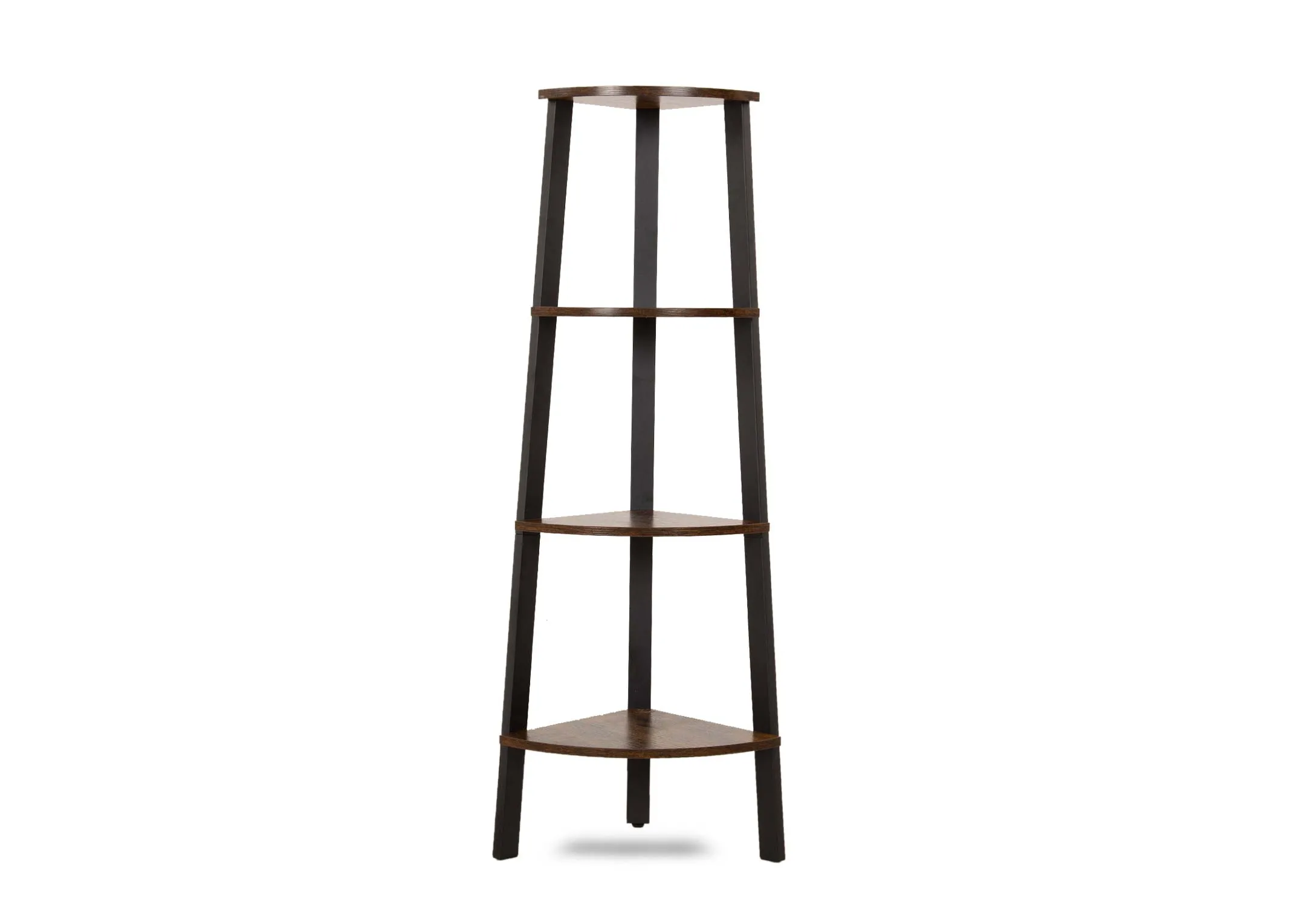 4 Tier Rustic Brown Corner Ladder Shelves - Karo