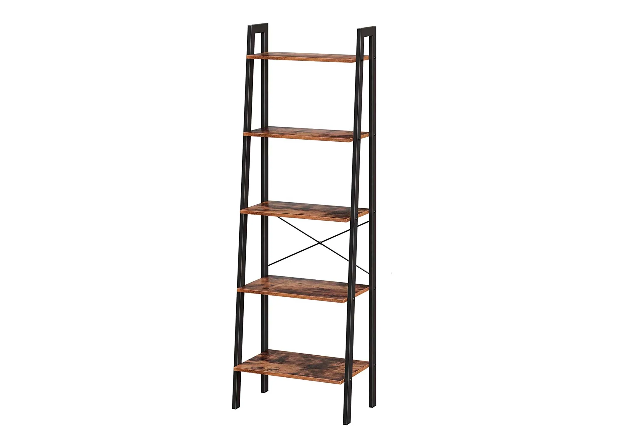 A large ladder display unit with 5 wood shelves from EZ Living Furnitures Lear range.