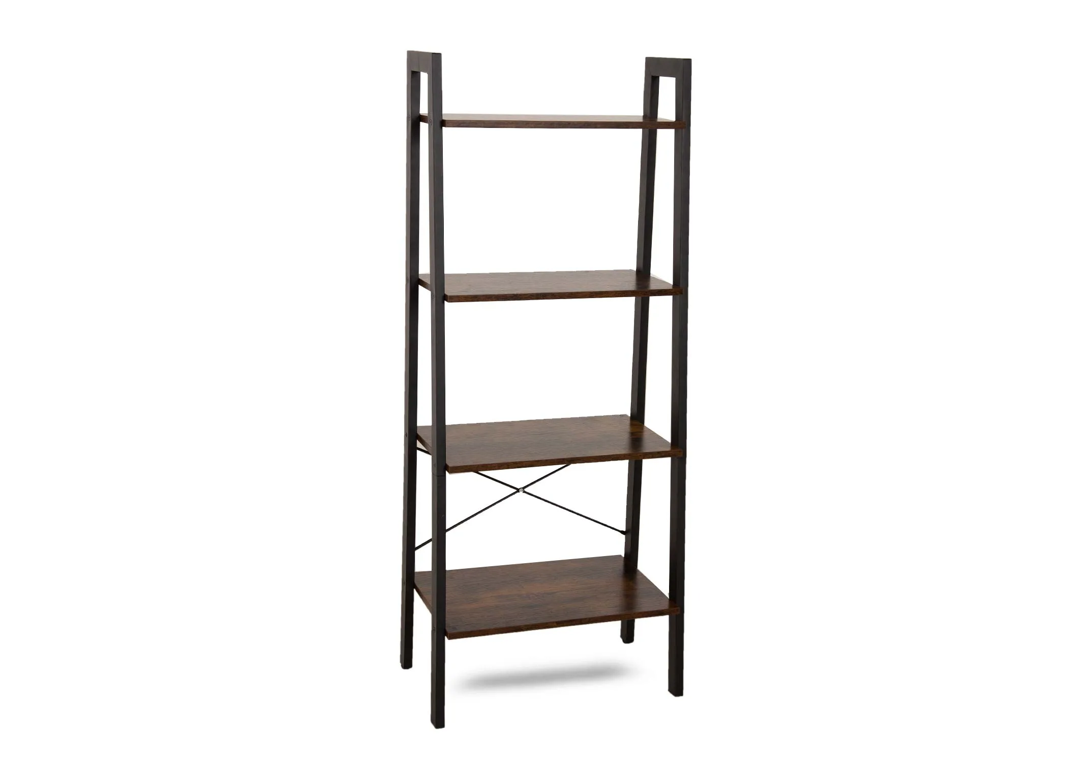 4 Tier Rustic Brown Ladder Shelves - Karo