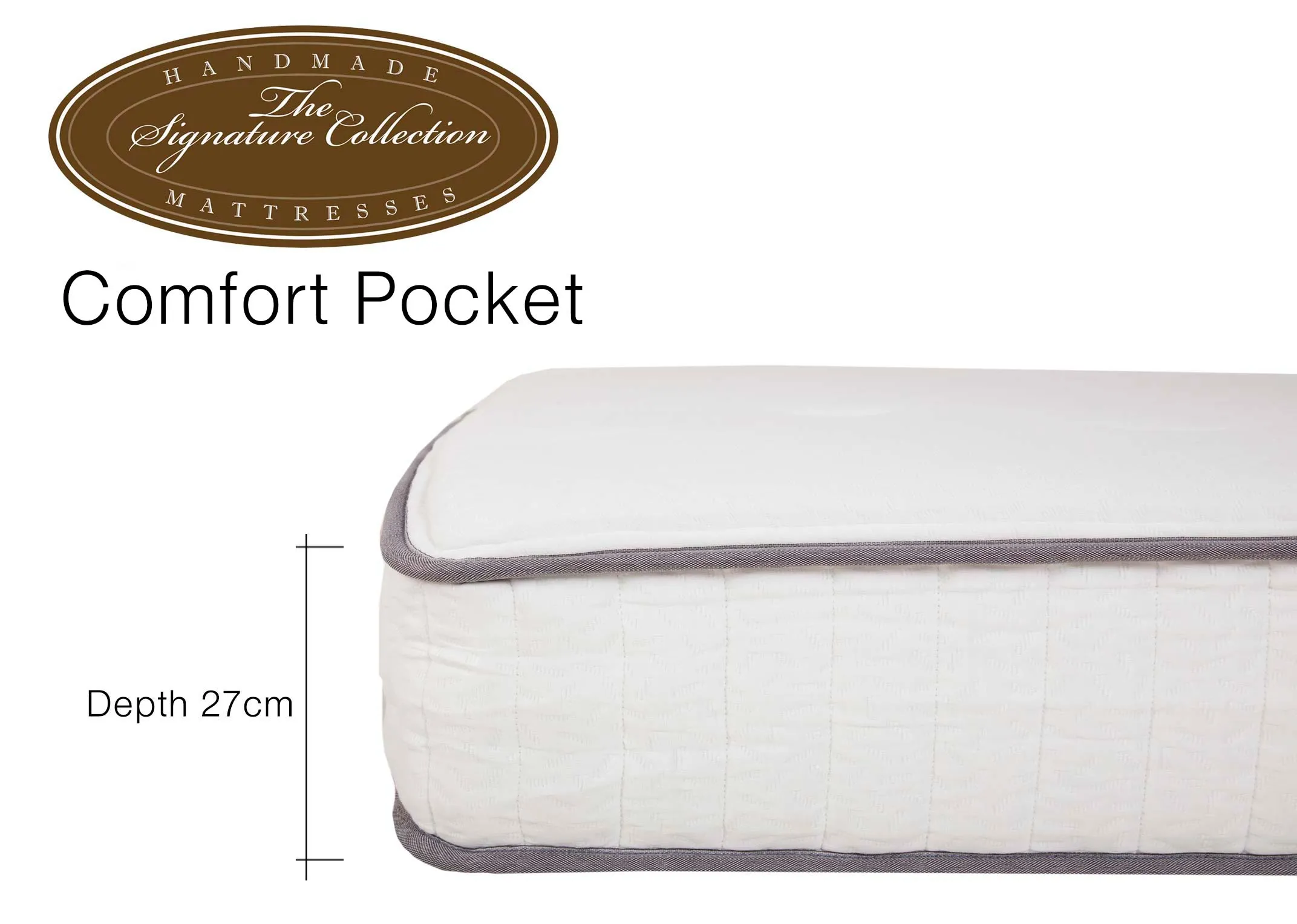 A dimension image of the Comfort Pocket mattress with 27cm (Height)