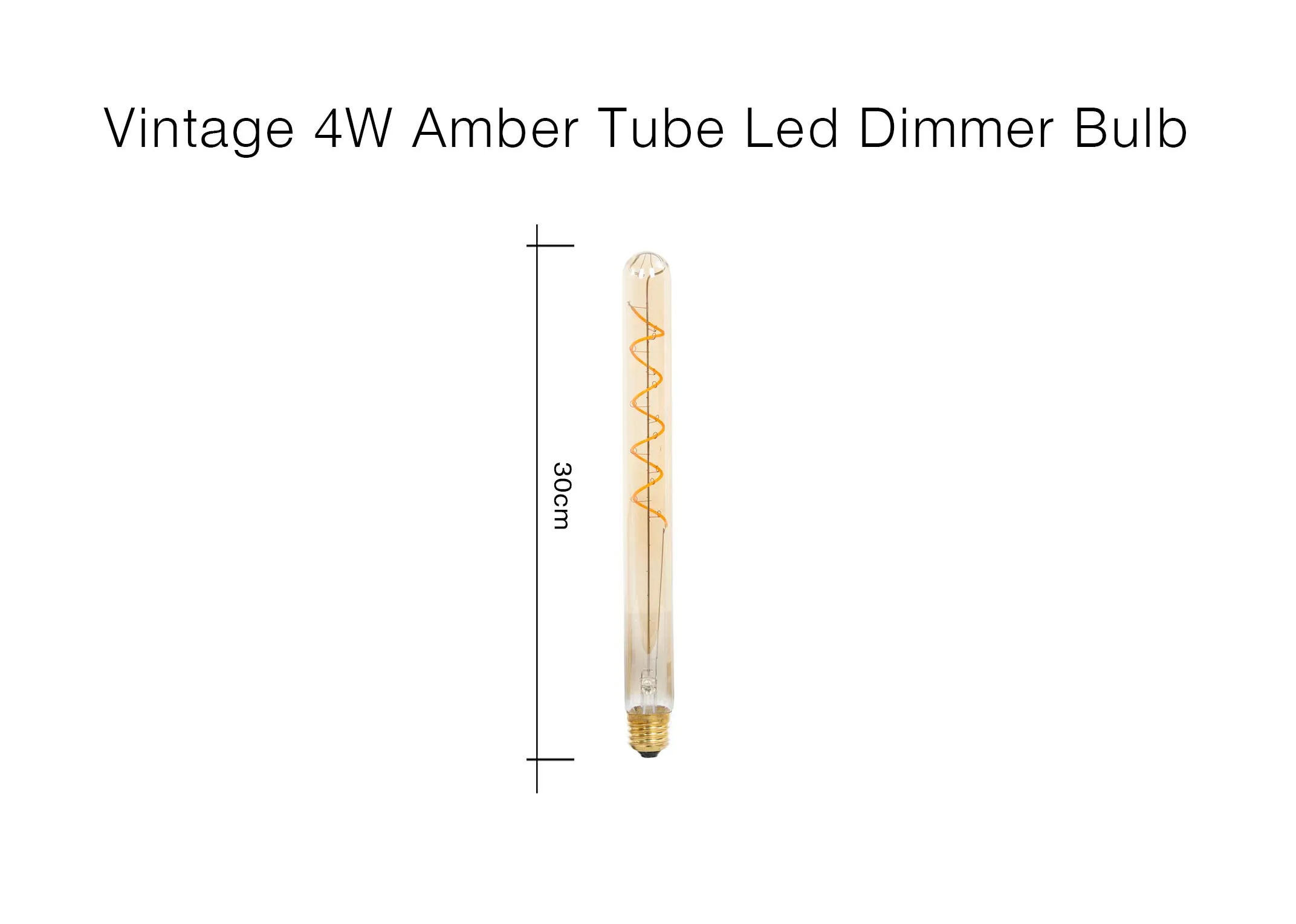 A dimension image of the Vintage LED tube dimmer bulb with 30cm H