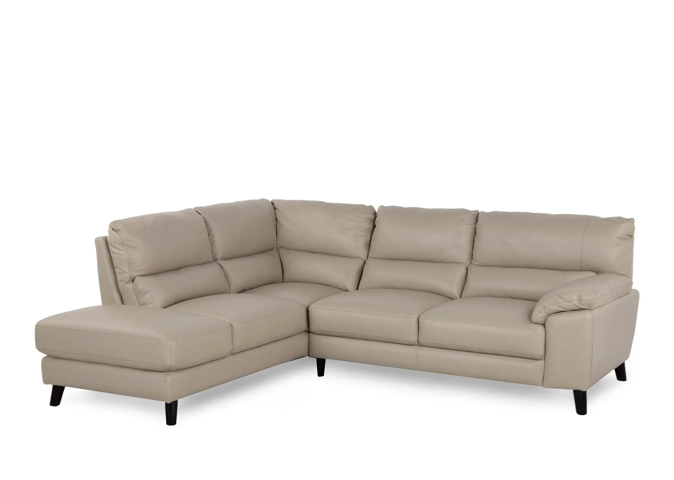 Light Grey Leather RAF Corner Chaise - Alfredo