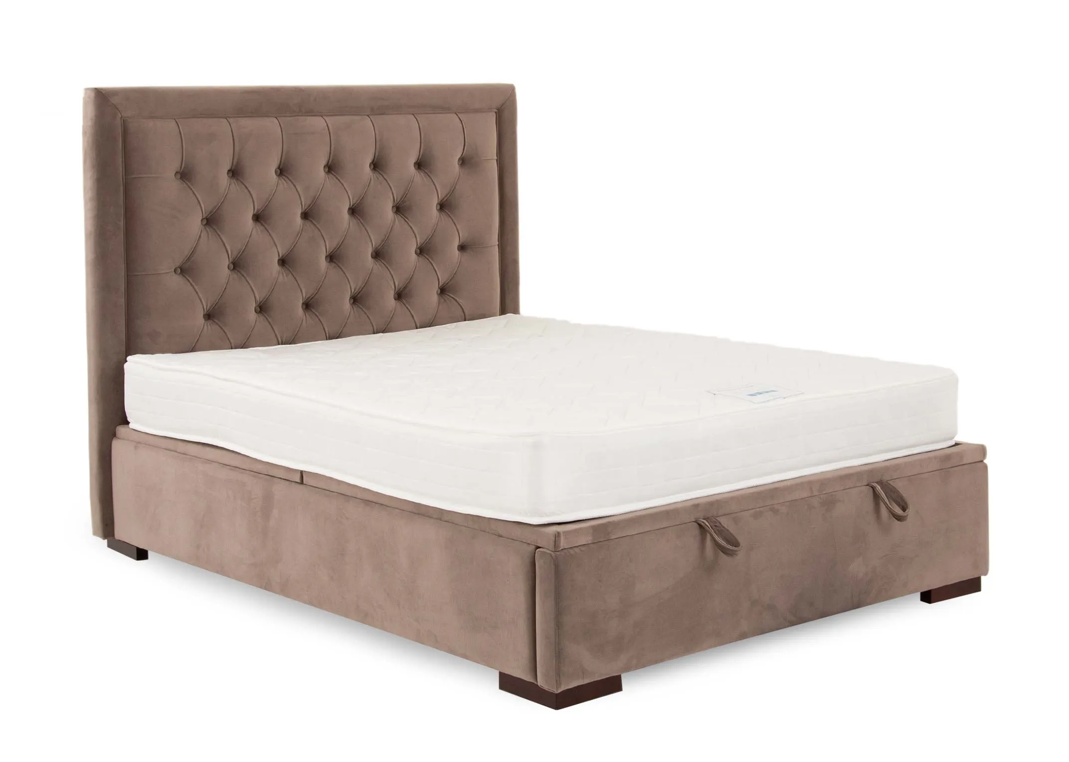 King Size (5ft) Taupe Velvet Ottoman Bed - Majestic