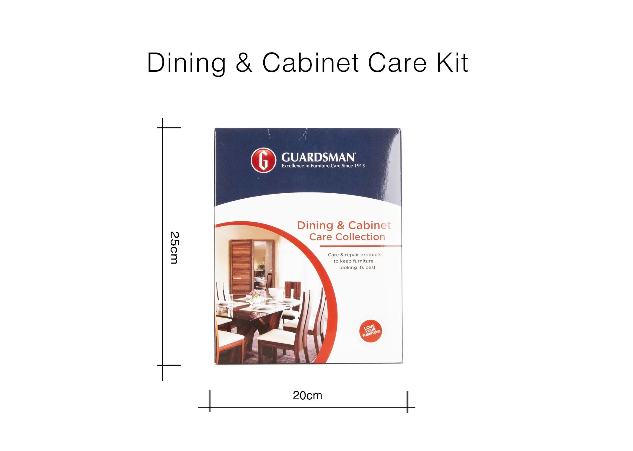 A dimension image of the Dining & Cabinet Care Kit