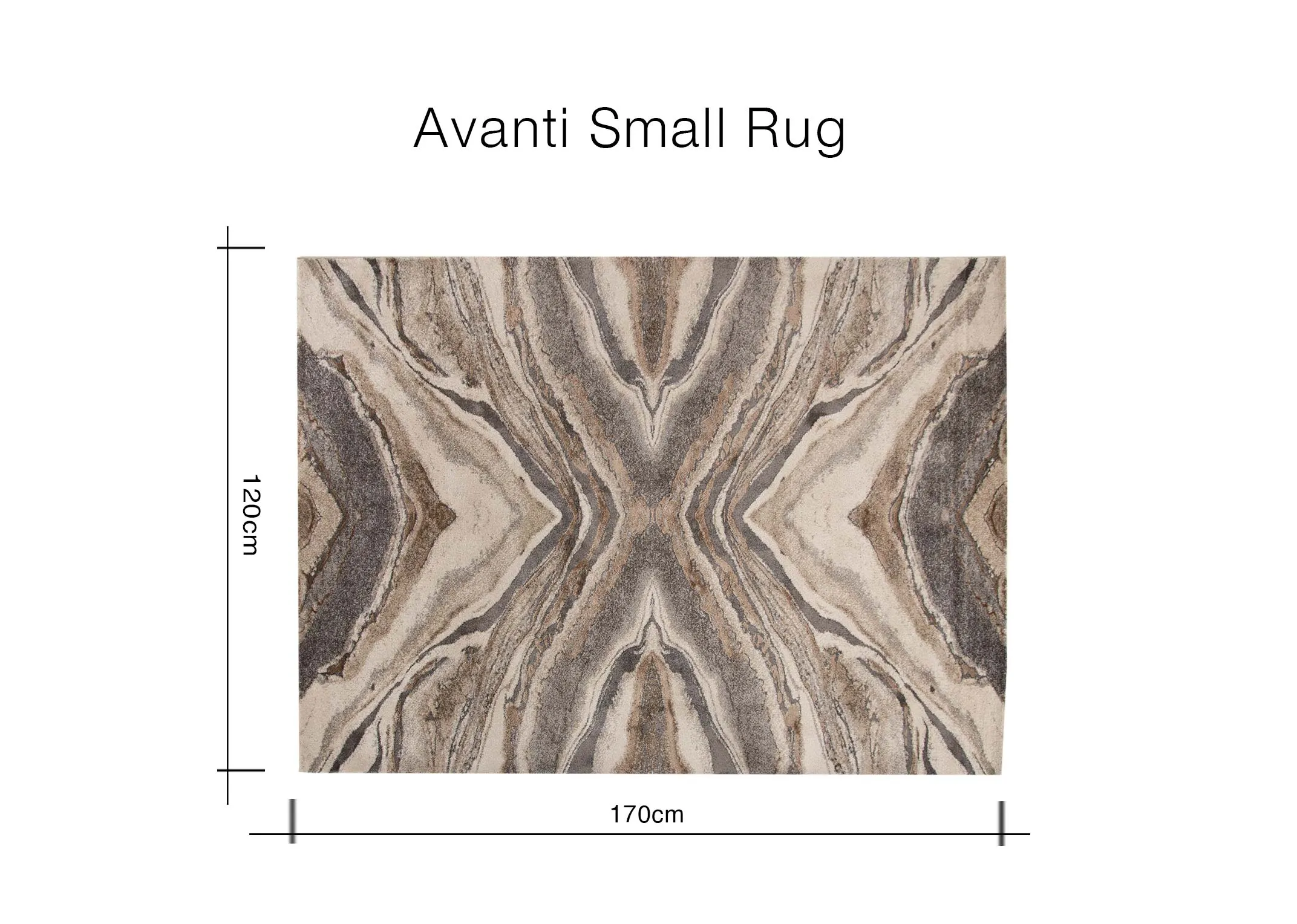 A dimension image of the Avanti Small rug with 170cm x 120cm