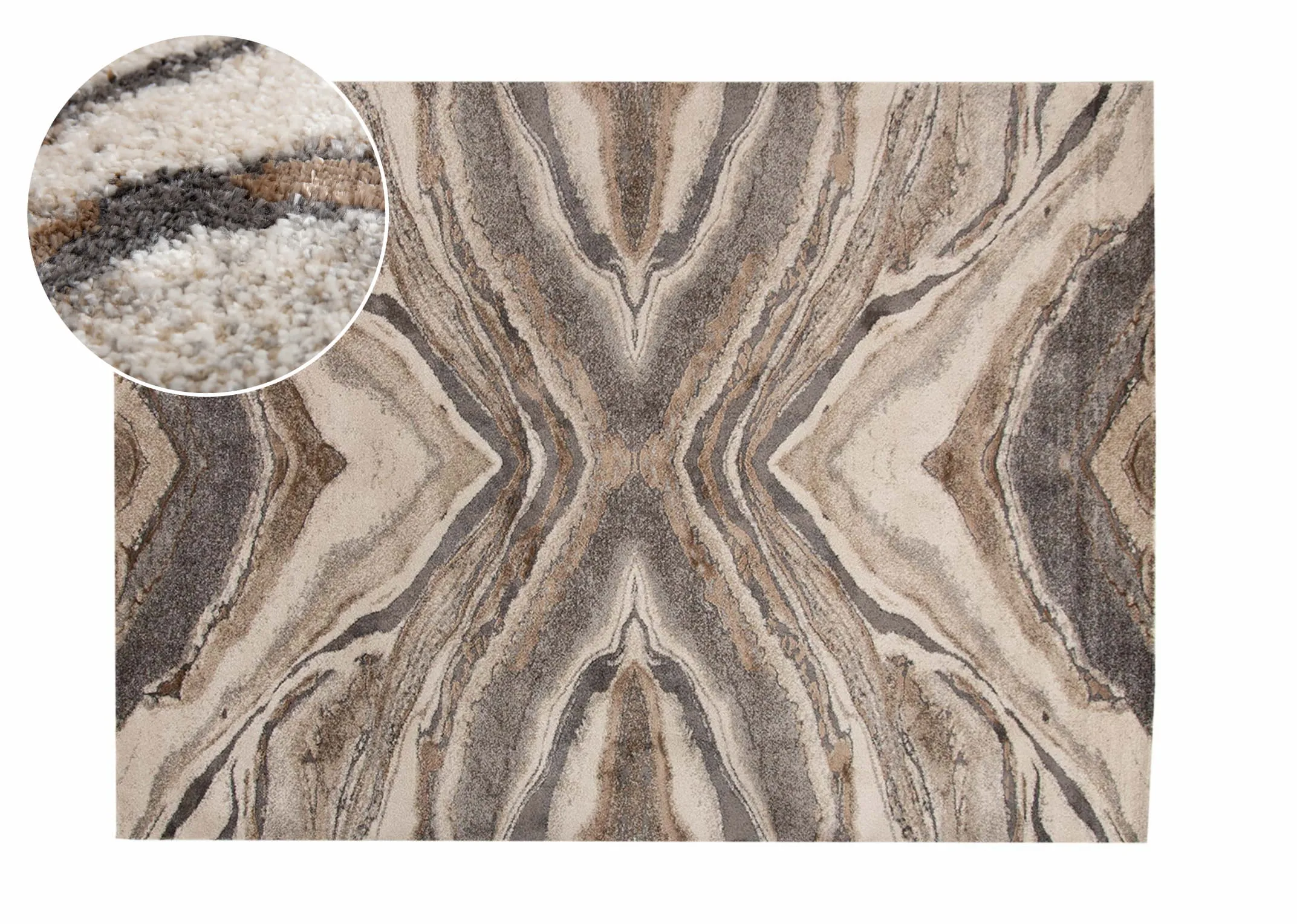 Beige & Grey Textured 160cm x 230cm Medium Rug - Avanti