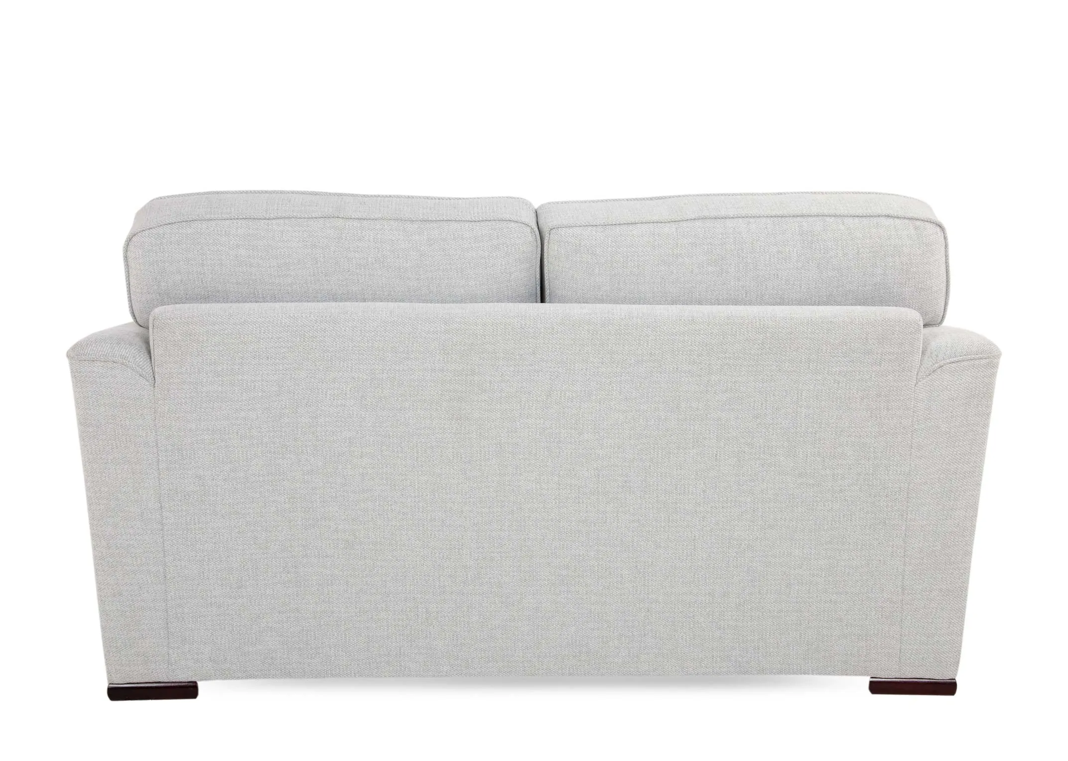 A light grey fabric 3 seater sofa from EZ Livings Santorini range. Back view of warrantied frame