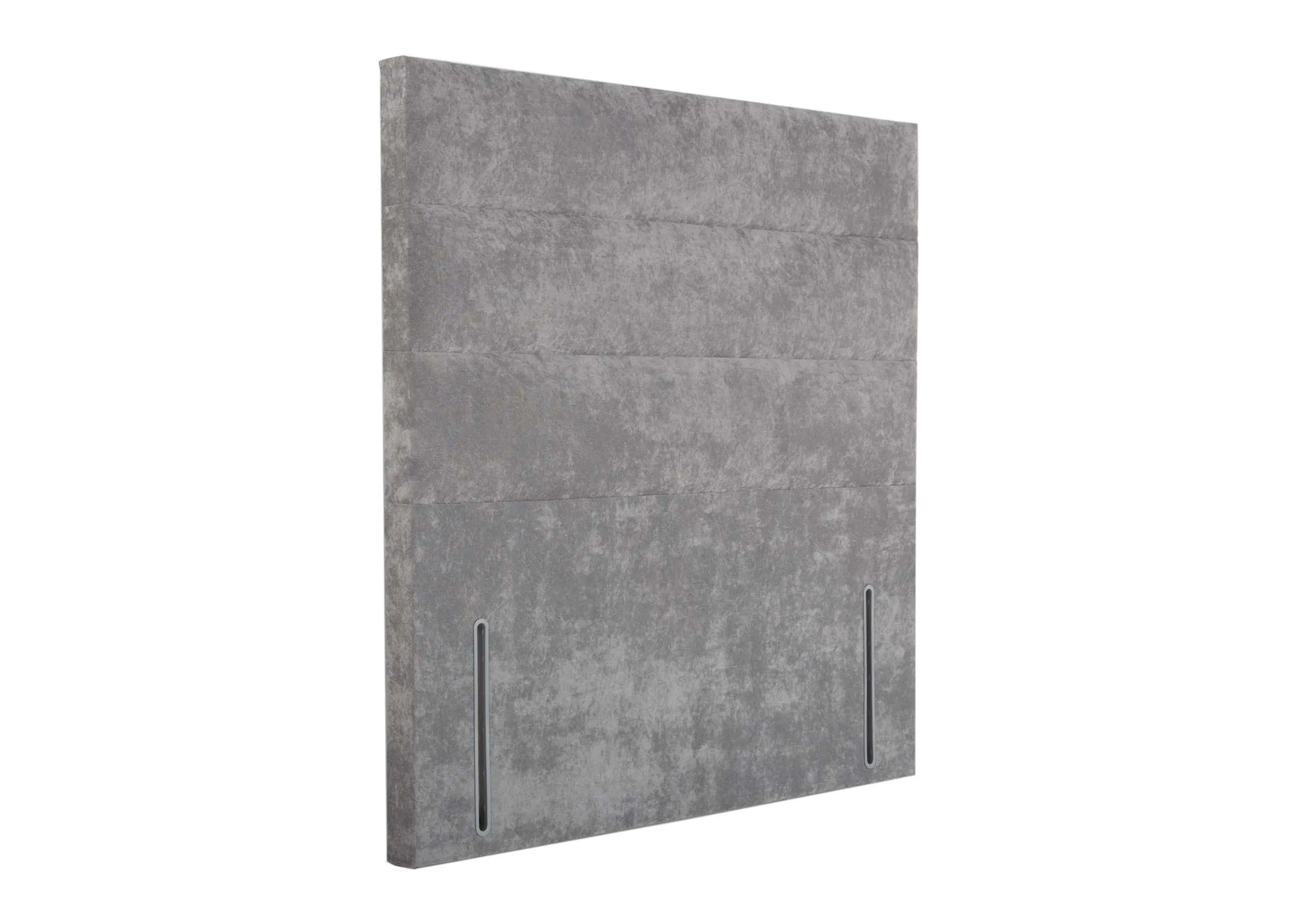 A 4ft6 grey fabric headboard from EZ Livings Modena range. Abgled view shows depth.