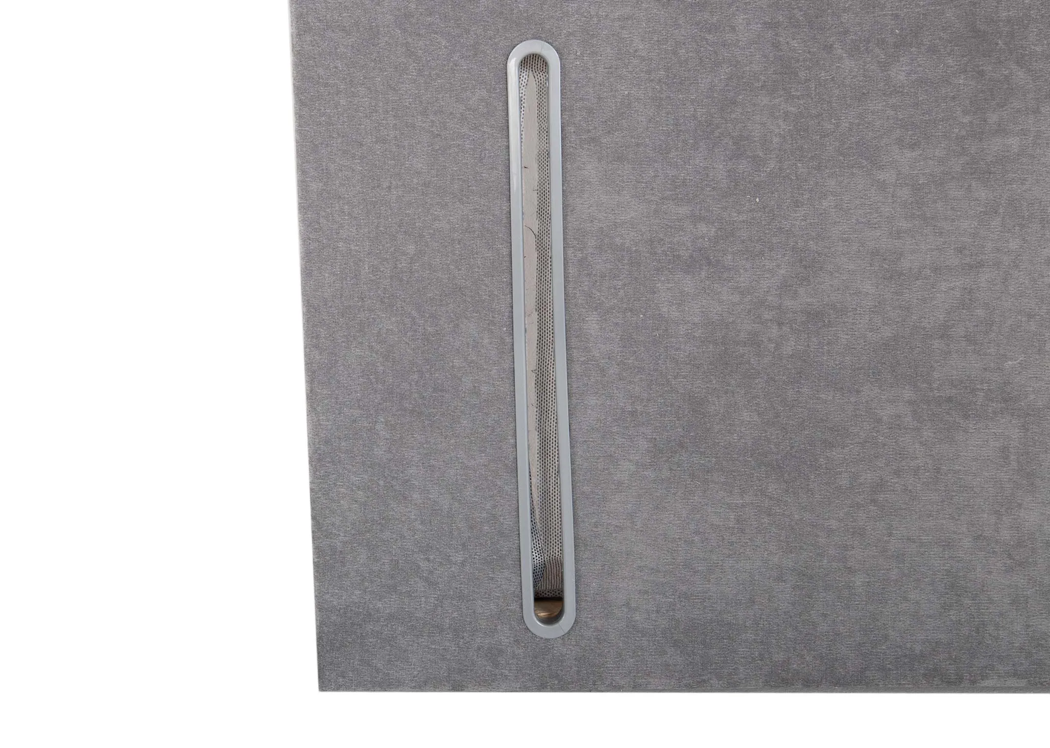 A 5ft grey fabric headboard from EZ Livings Modena range. Closeup of attachement to bed