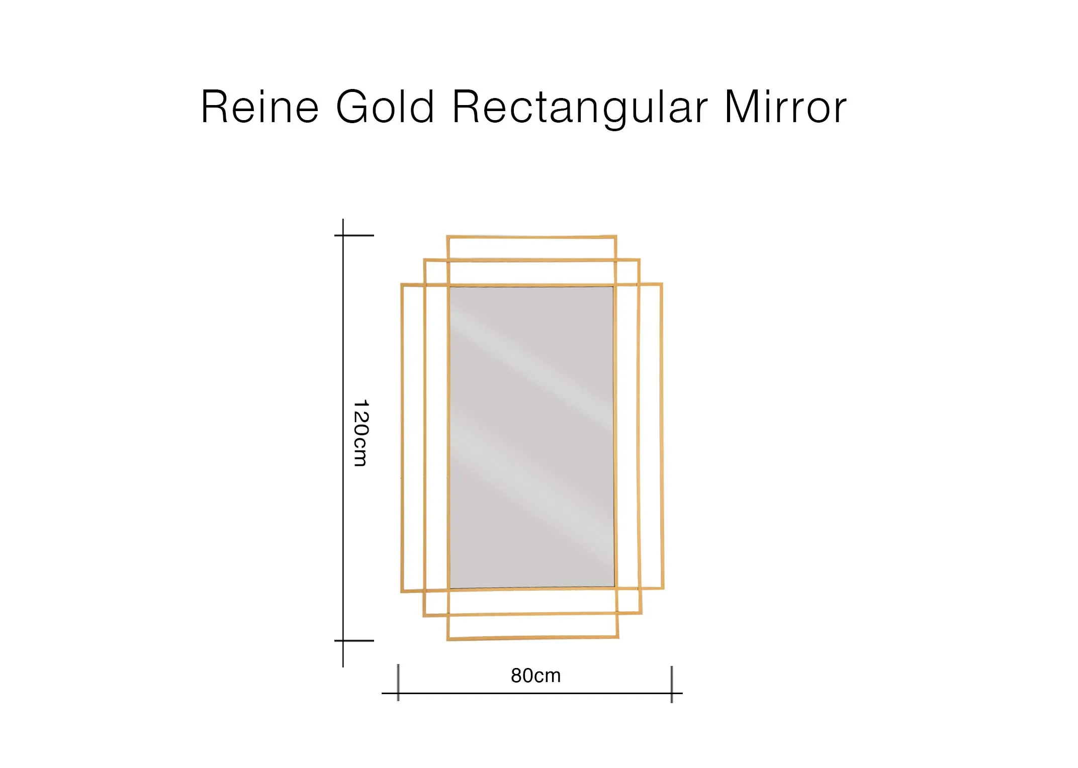 A dimension image of the Reine Mirror with 80cm x 120cm