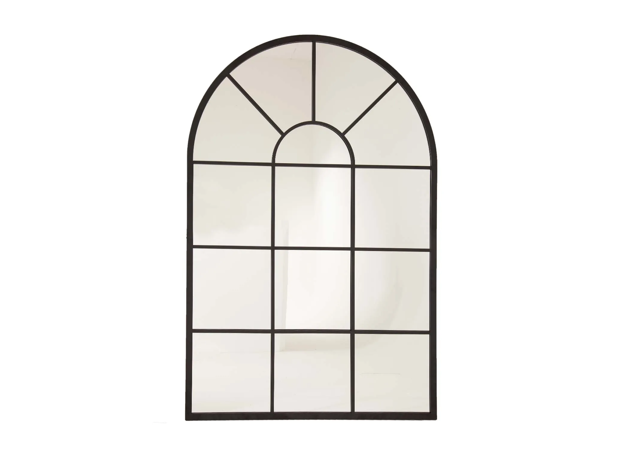 120cm x 80cm Black Arch Window Mirror - Bella