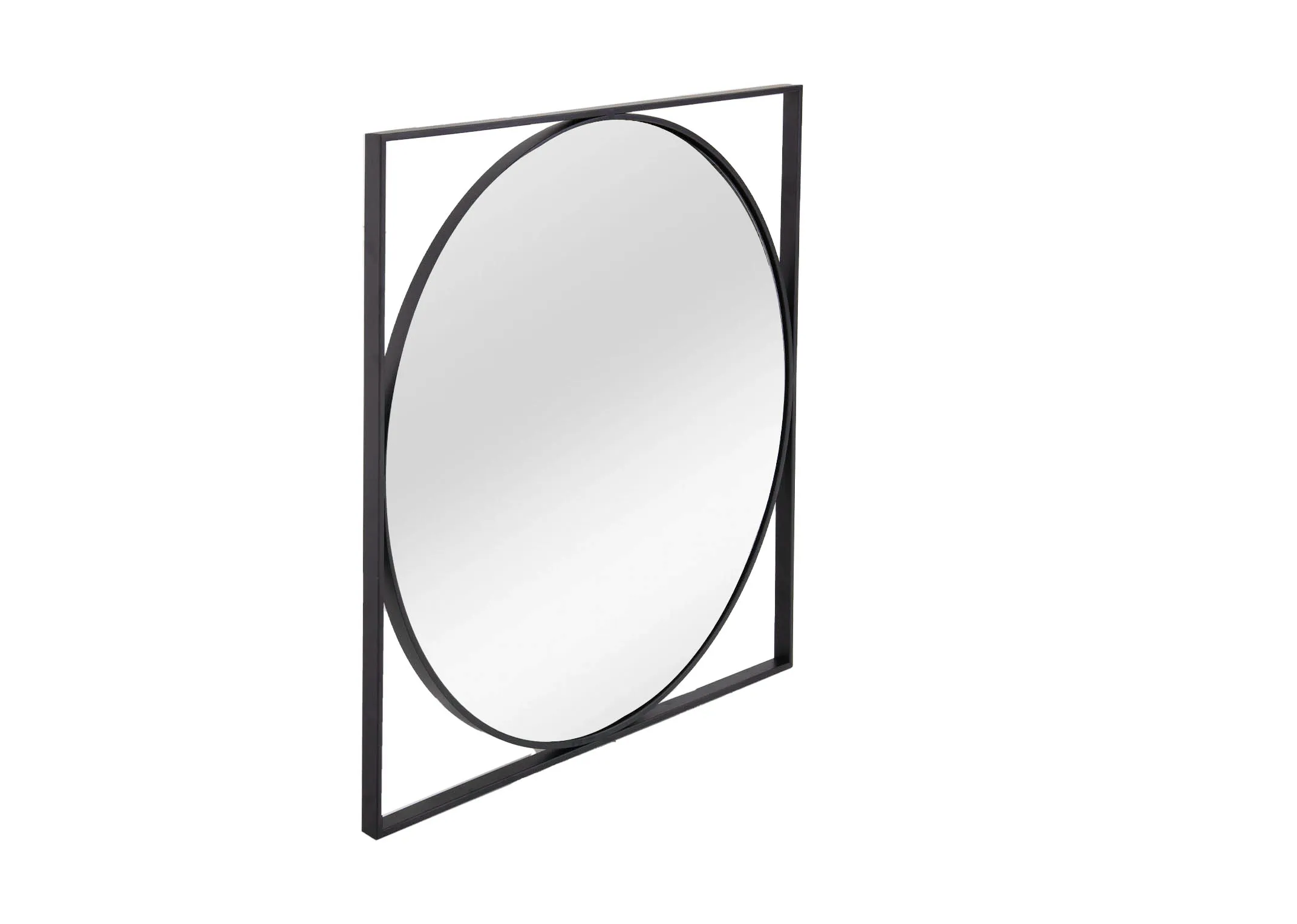 A lifestyle image of the Lyra Mirror with Xerra Wood ornaments on top of the Nola Oak Sideboard