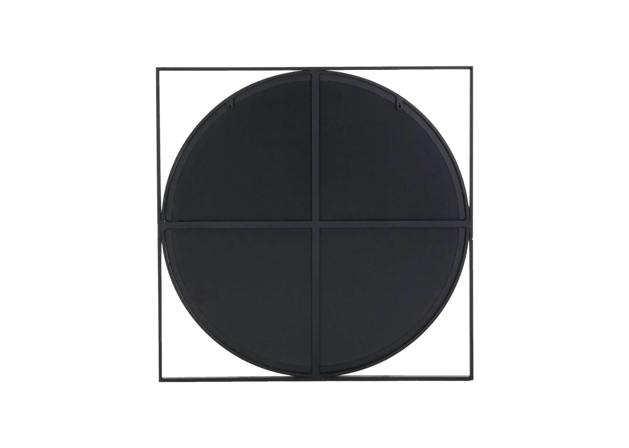 A dimension image of the Lyra Black mirror with 90cm x 90cm