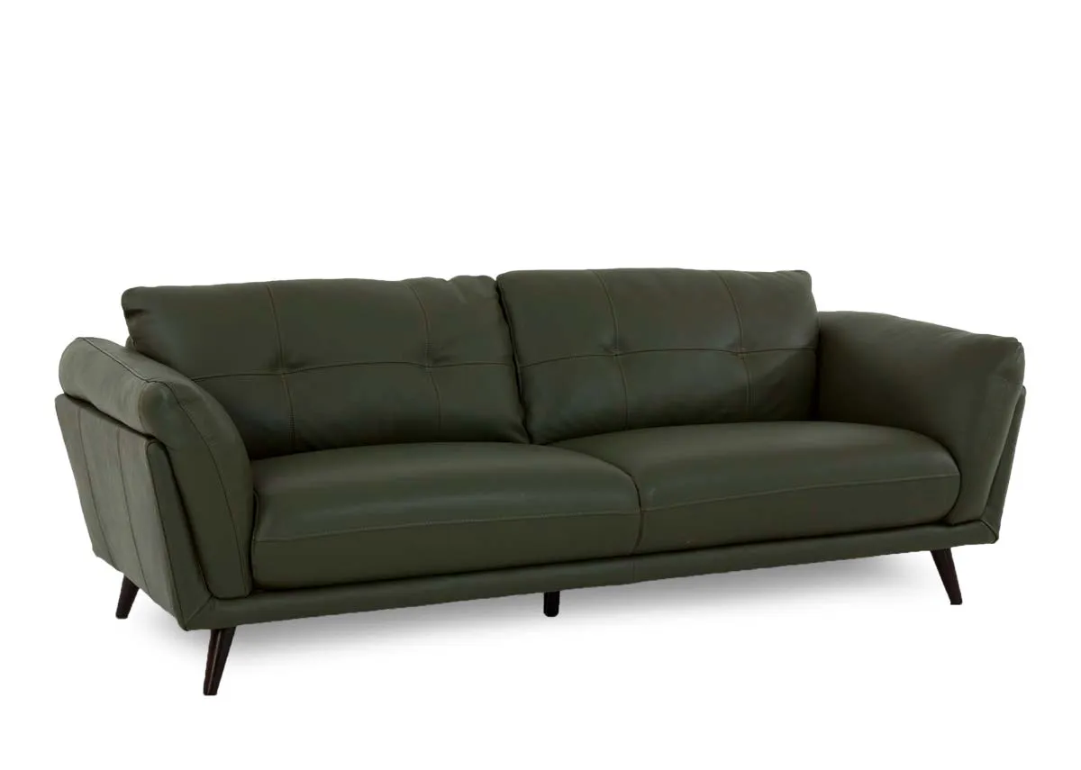 A 4 seater leather sofa from EZ Livings Toscana range. Angled view of retrmo shape