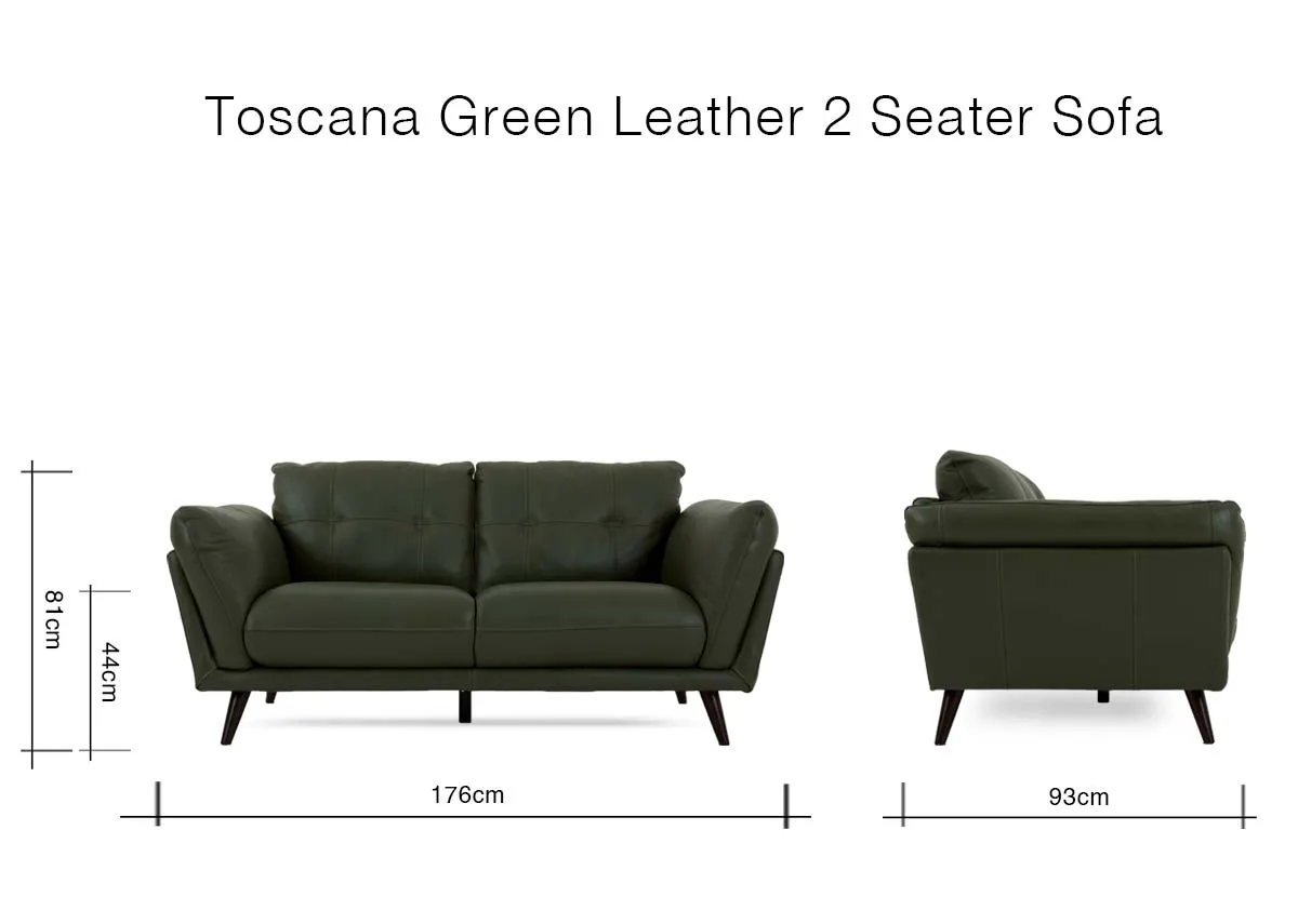 A dimension image of the Toscana 2 Seater with 176cm x 93cm x 81cm