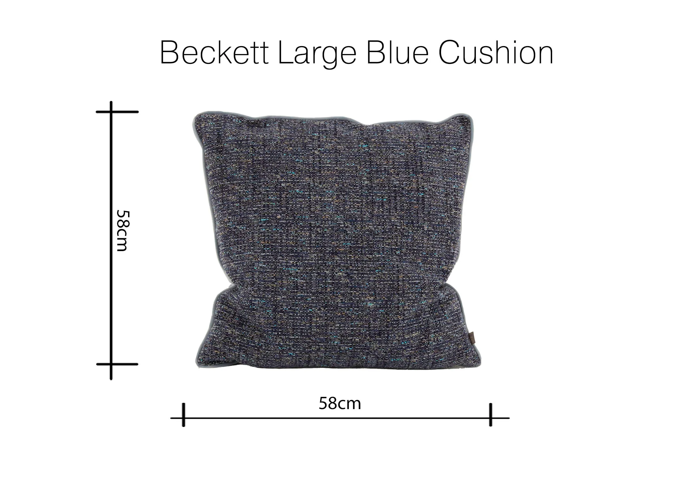 A dimension image of the Beckett Large Cushion with 58cm x 58cm
