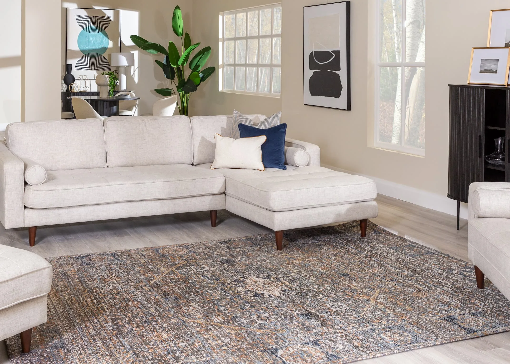 Silver & Rust Print 200cm x 290cm Large Rug - Maxima