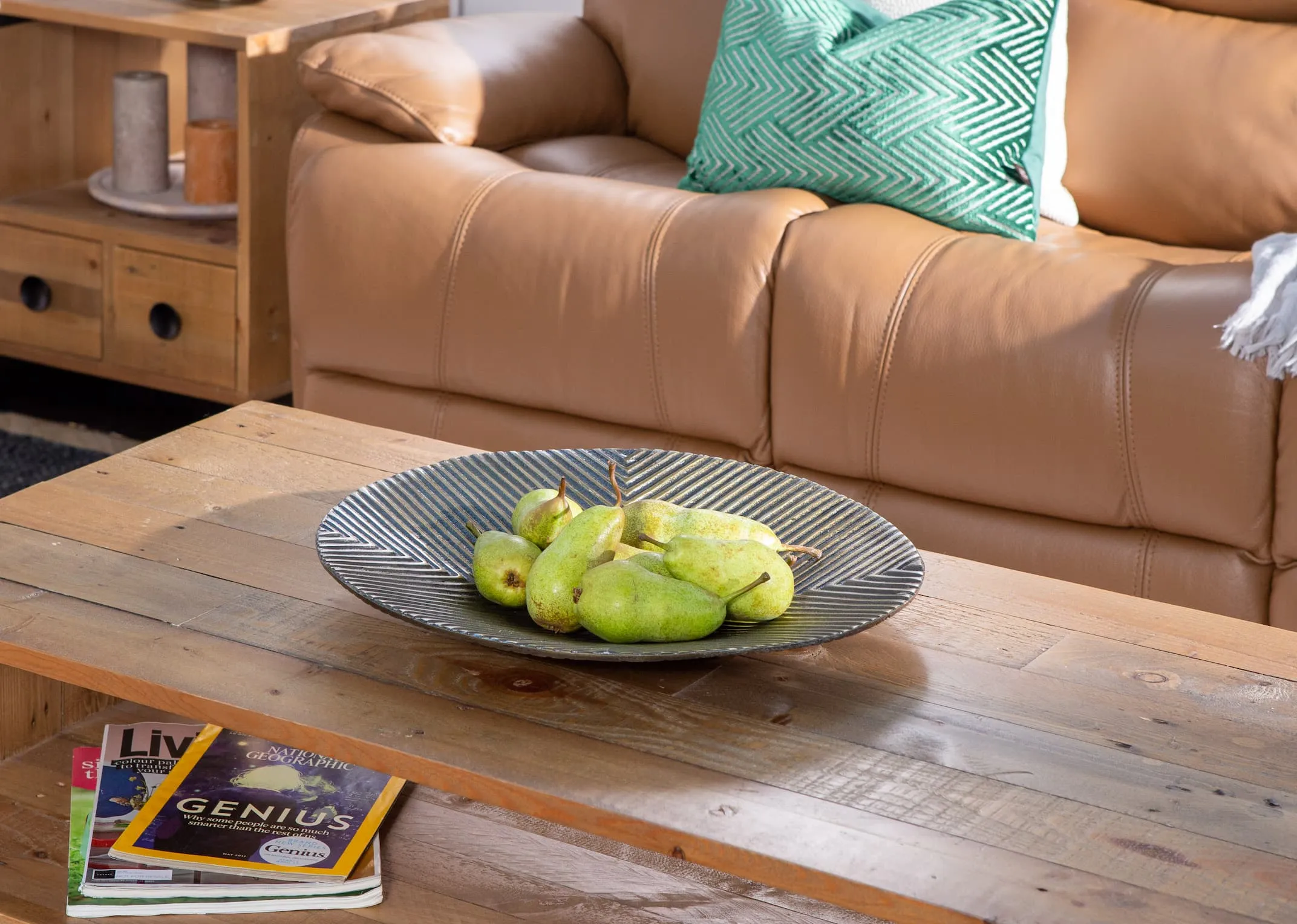 A lifestyle image of the large matancita dish on the san francisco coffee table