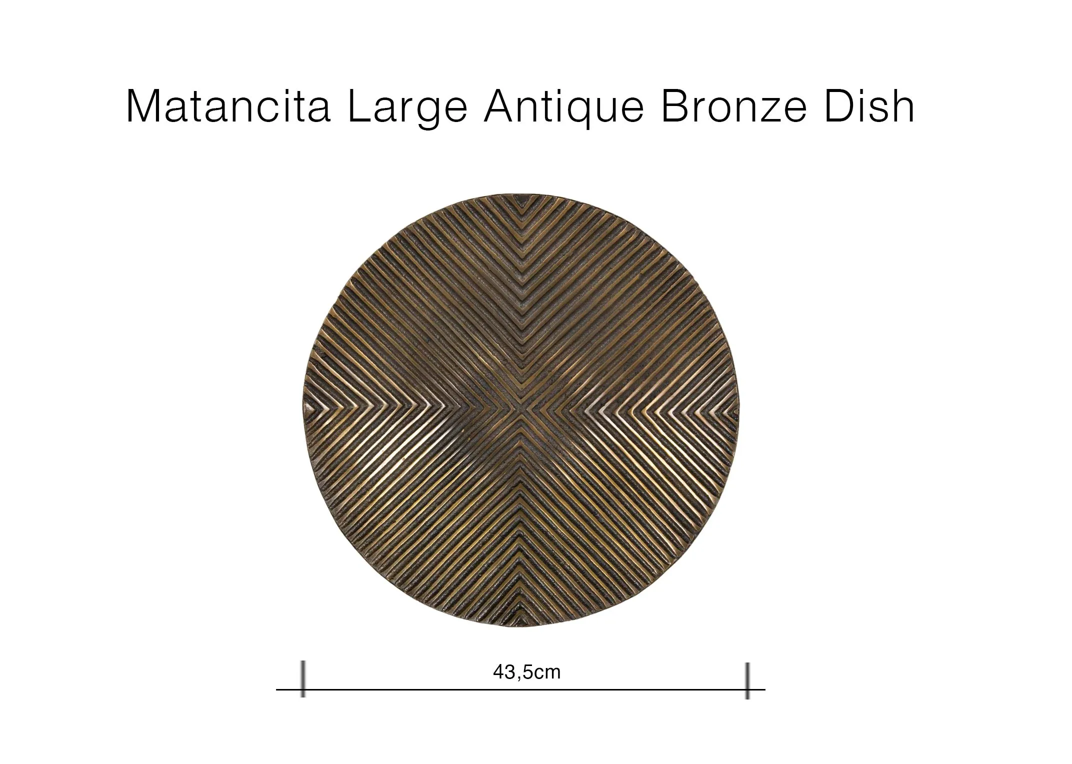 A dimension image of the Matancita large dish with 43.5cm