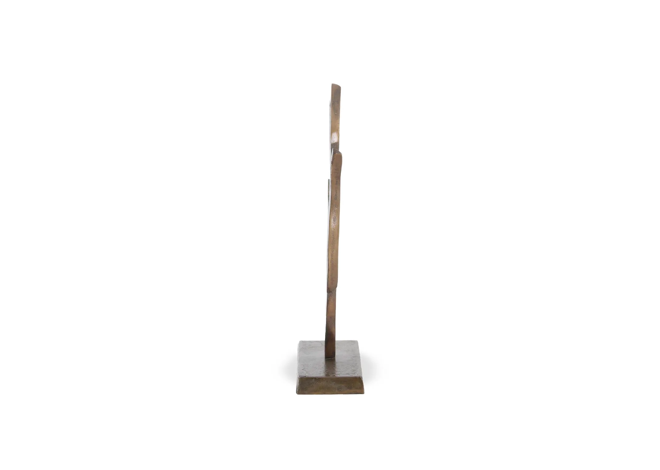 An antique bronze ornament of a tulip outline on a base from EZ Livings Tulipanu range. Side view