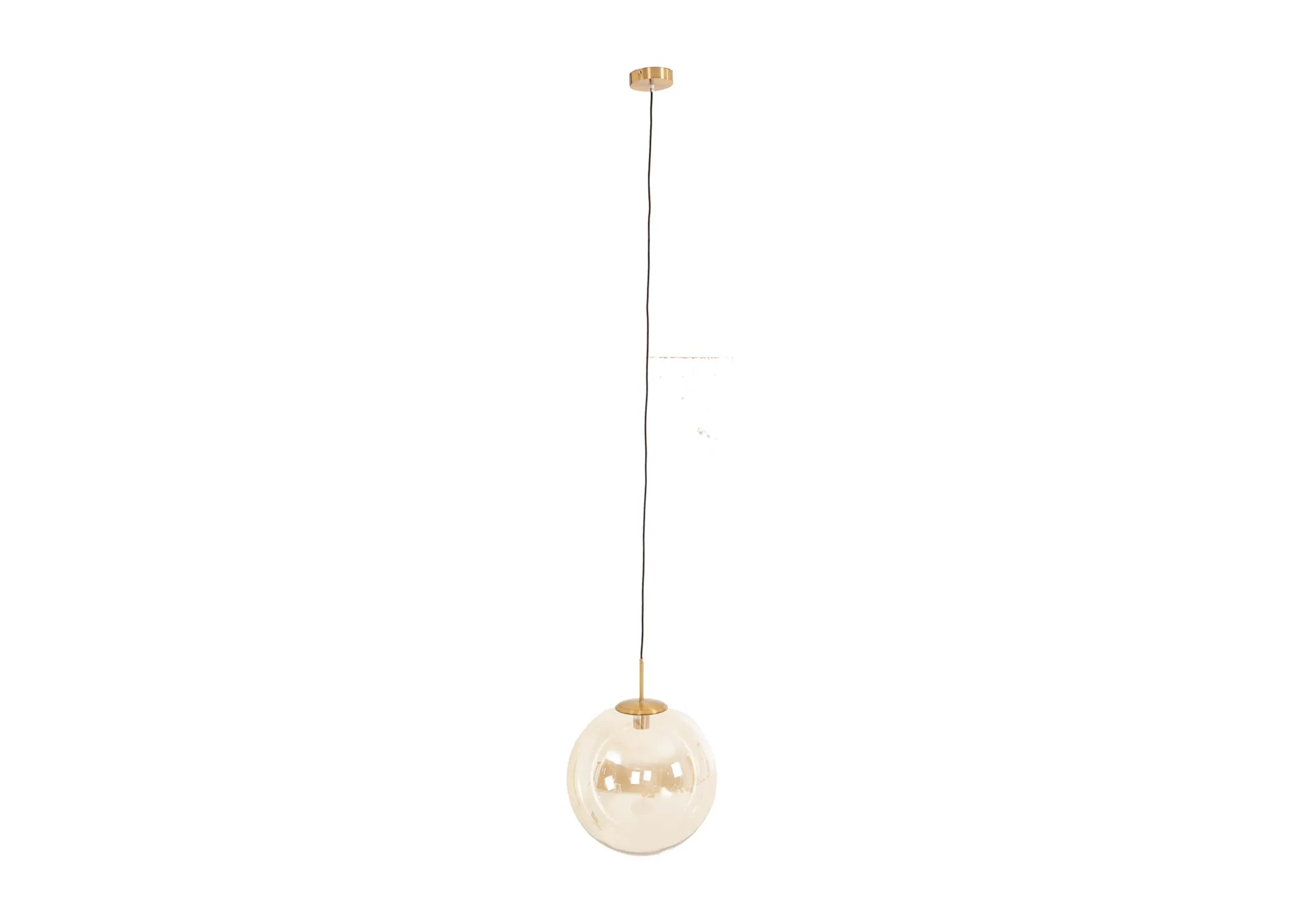 Large Antique Bronze & Amber Hanging Lamp - Medina
