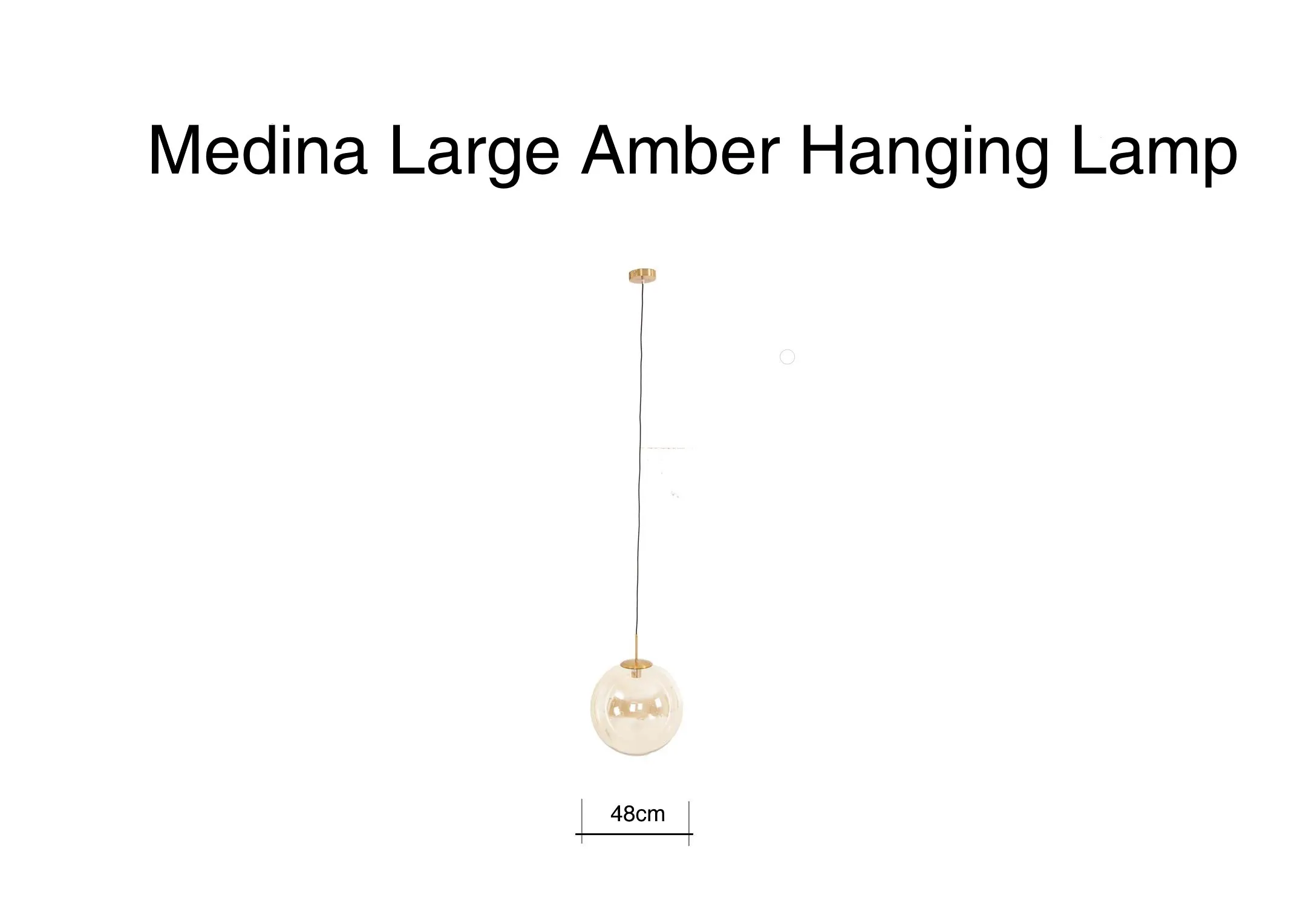 A dimension image for the Large Medina Amber lamp with 48cm