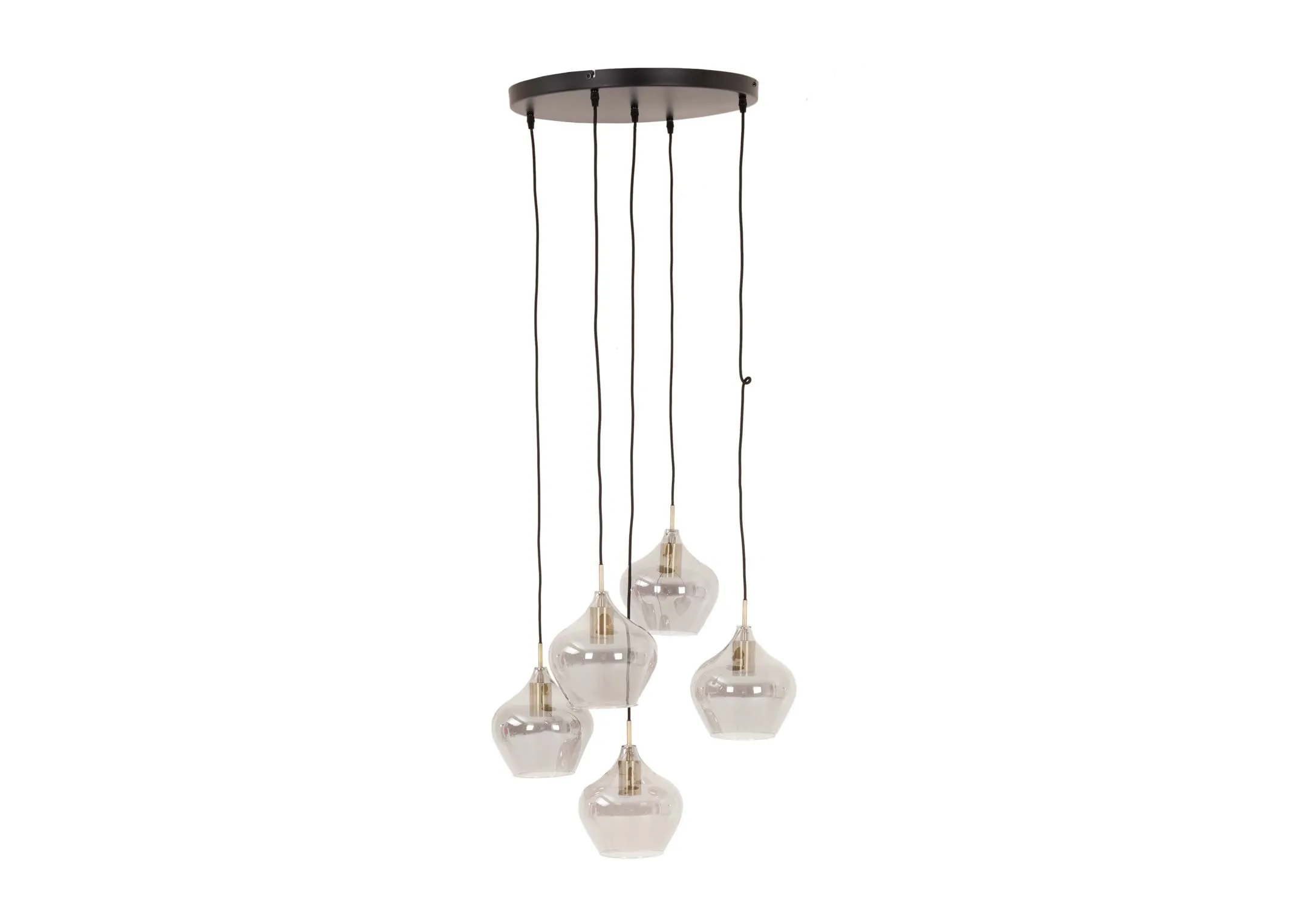 Antique Bronze & Smoked Glass Hanging Lamp - Rakel