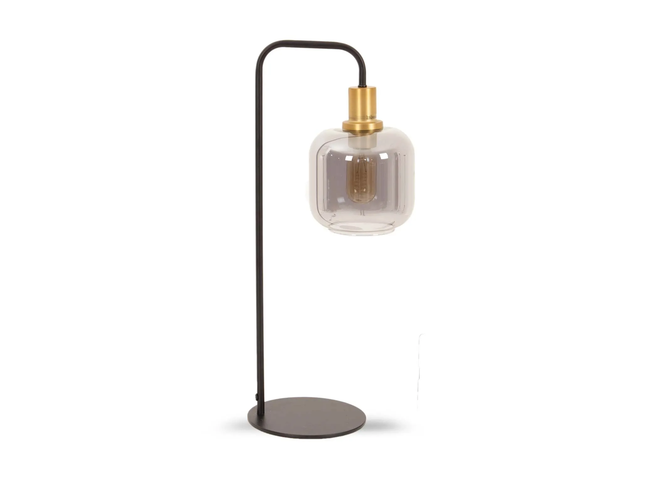 Antique Bronze & Smoke Glass Table Lamp - Lekar