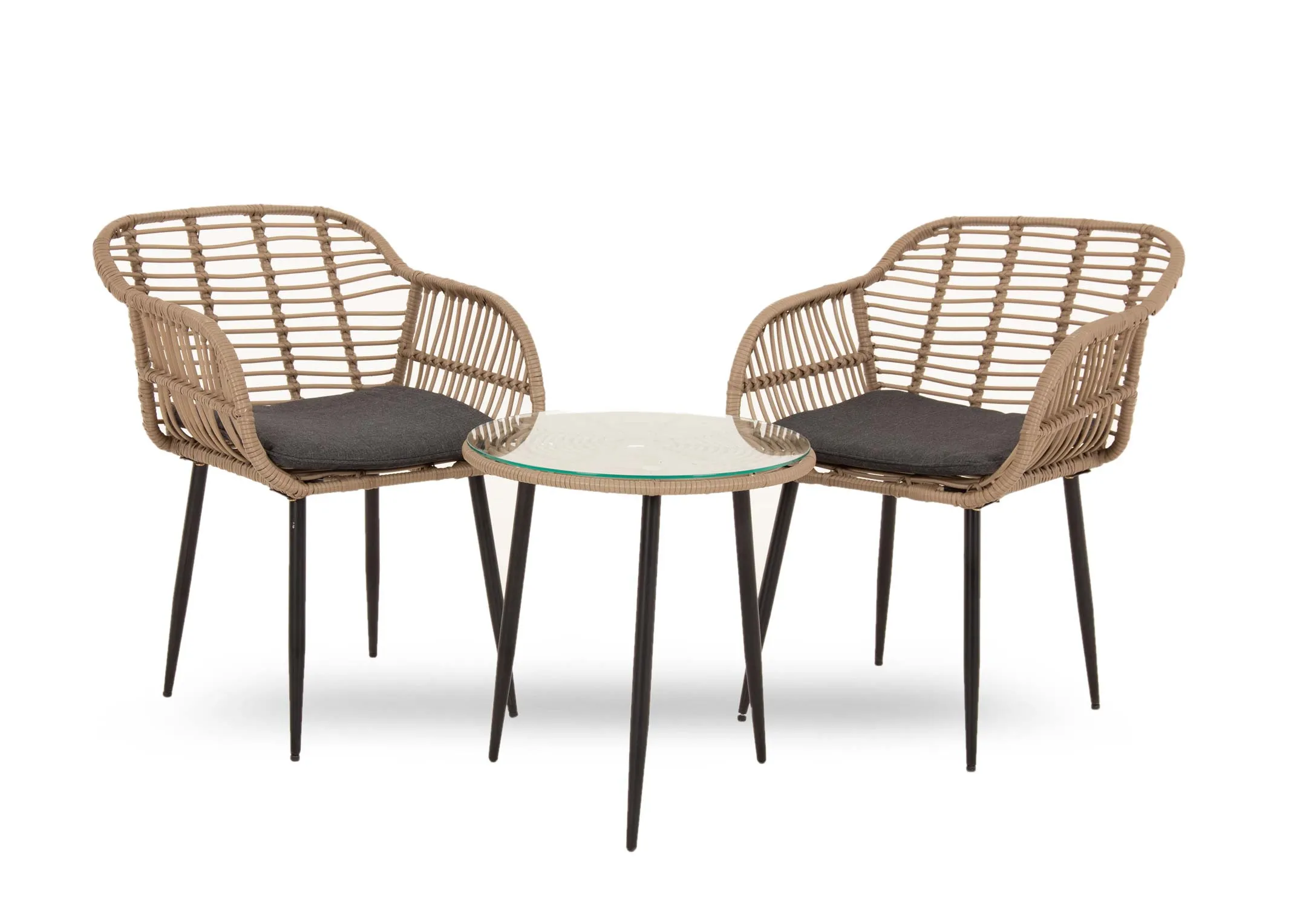 2 Wicker Chairs & Bistro Table Set - Menorca