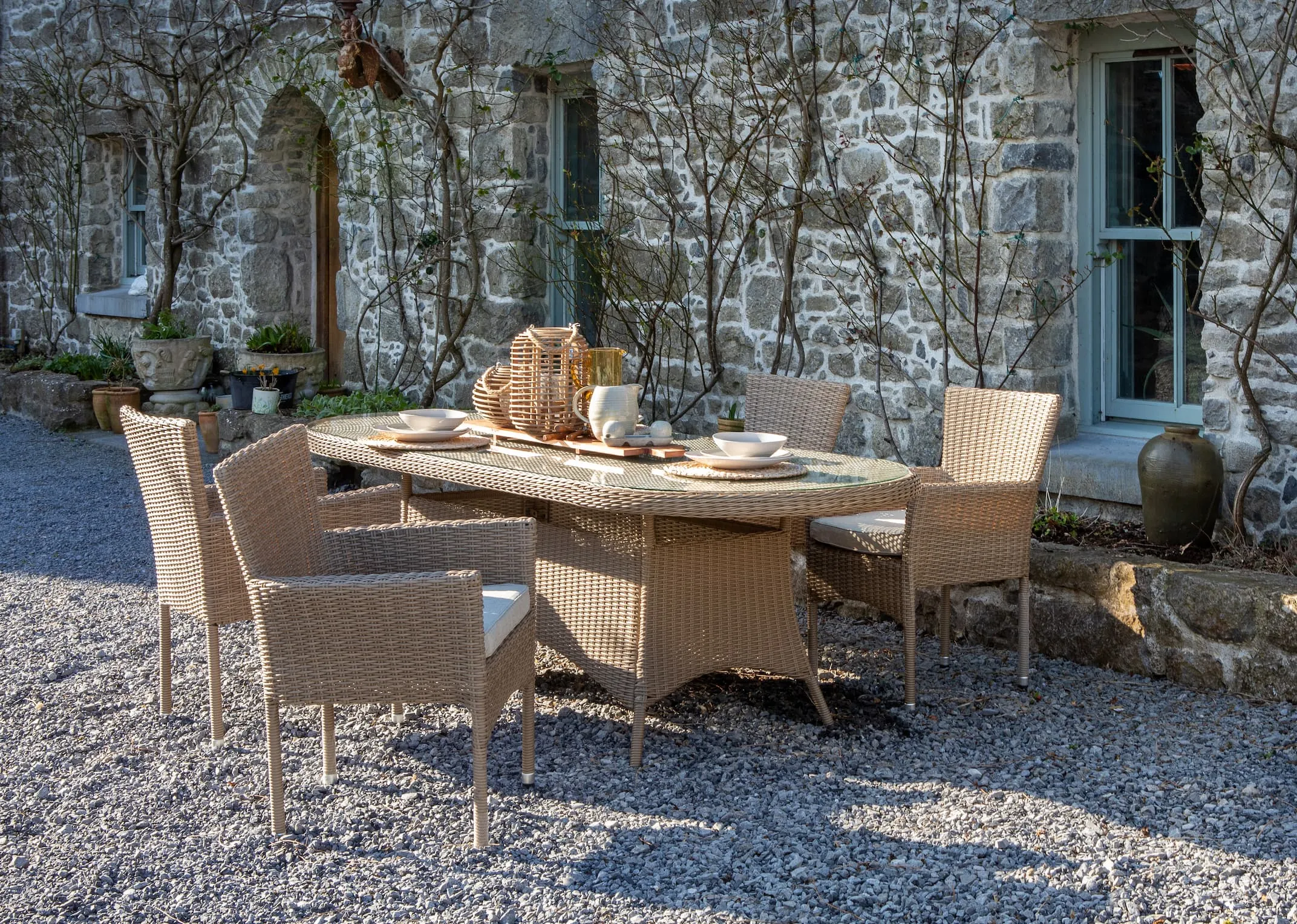 230cm Oval Rattan Garden Dining Table - Seville