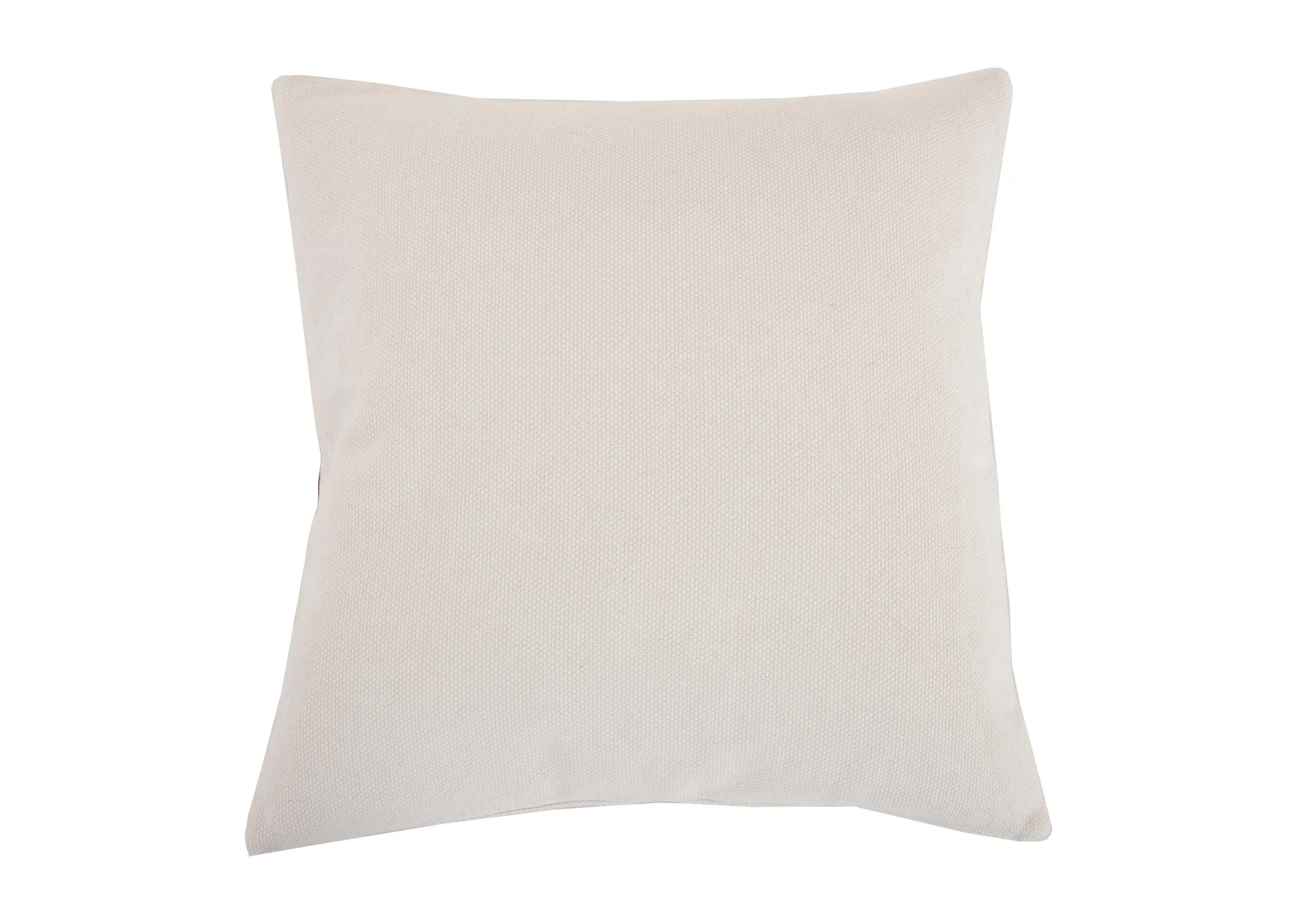 A tan & cream geo print cushion from EZ Livings Cushion range.Back view of palin cream fabric