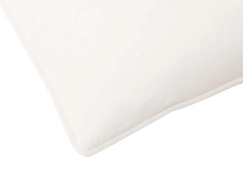A plain white velvet cushion from EZ Livings Cushion range. Closeup of velvet texture.