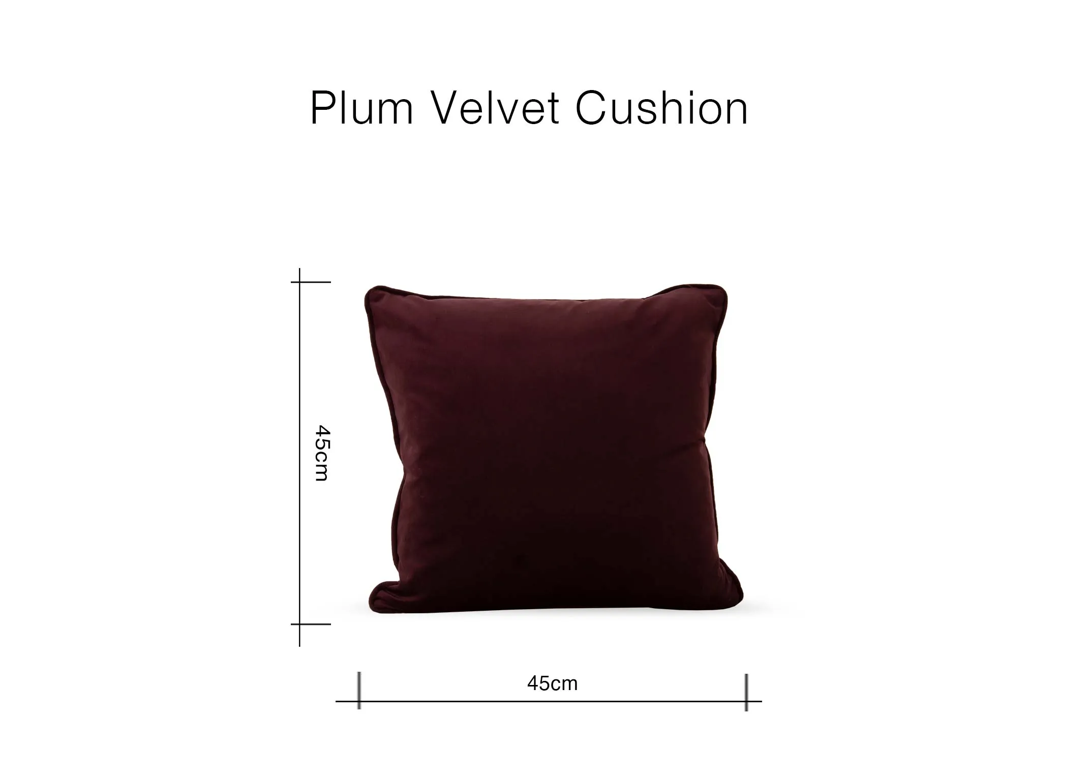 A dimension image of the Plum Cushion with 45cm x 45cm