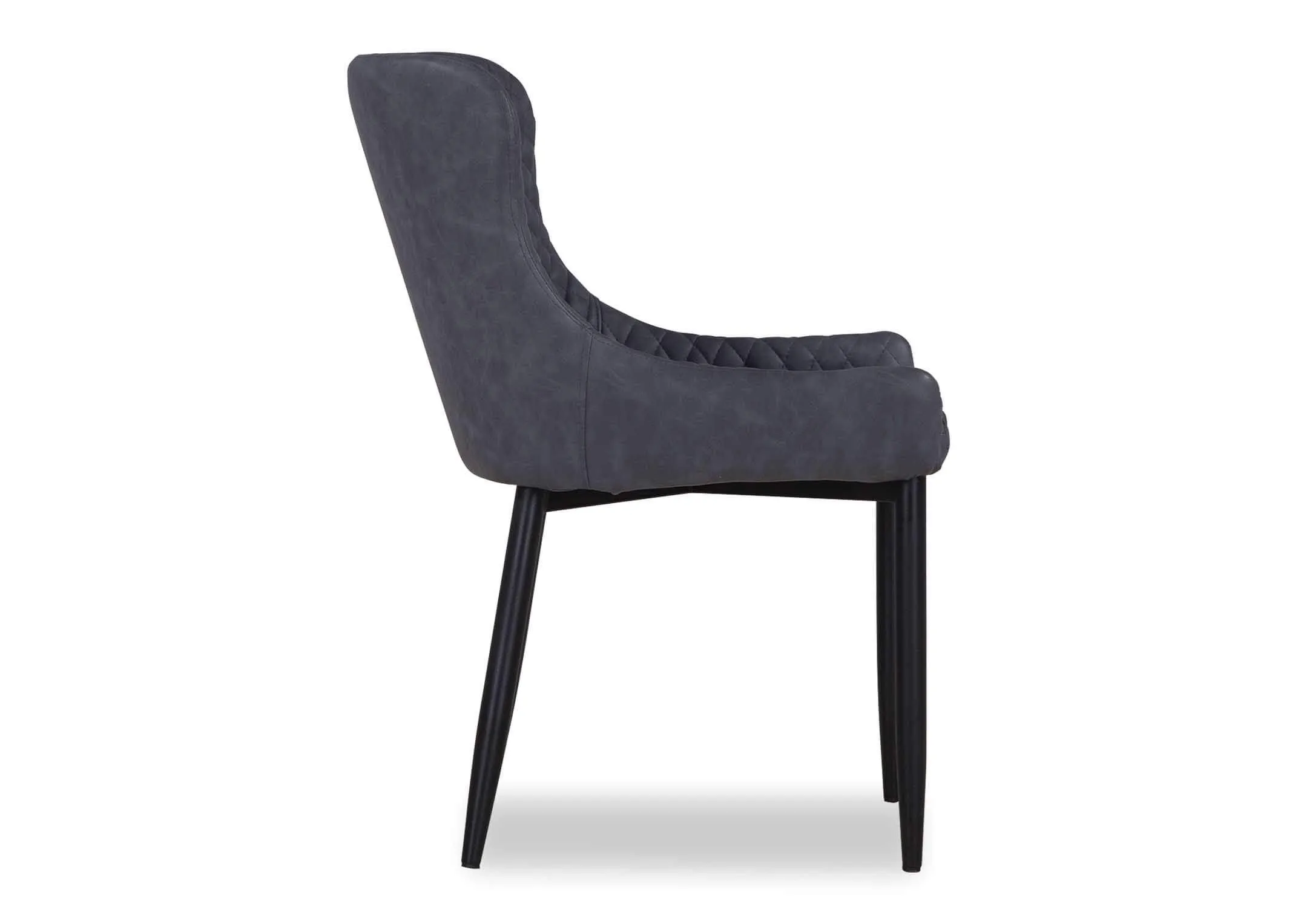 A vintage grey dining chair with dark grey faux leather from EZ Livings Ottowa range.