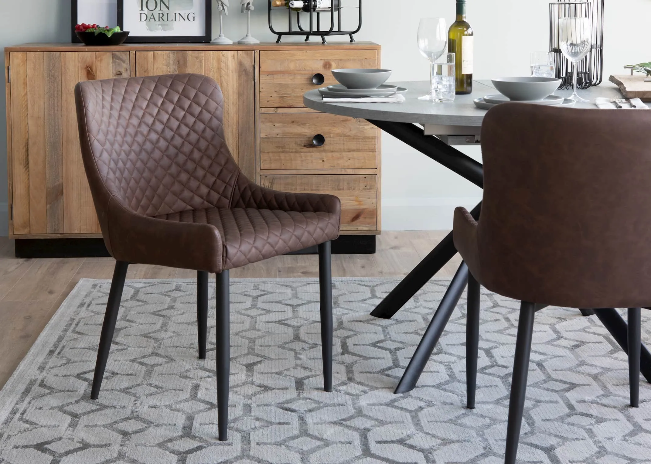 Vintage Brown Faux-Leather Dining Chair - Ottowa