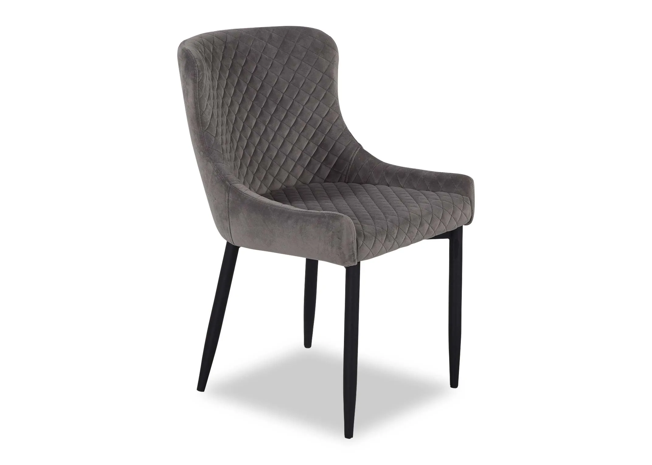 A grey velvet dining chair from EZ Livings Ottowa range.