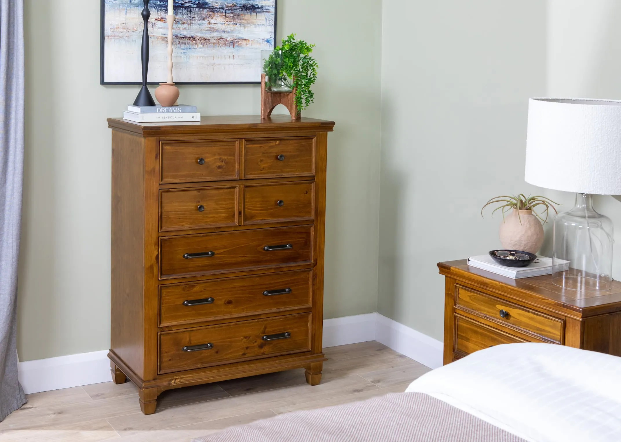 5 Drawer Pine Tallboy - Allyson