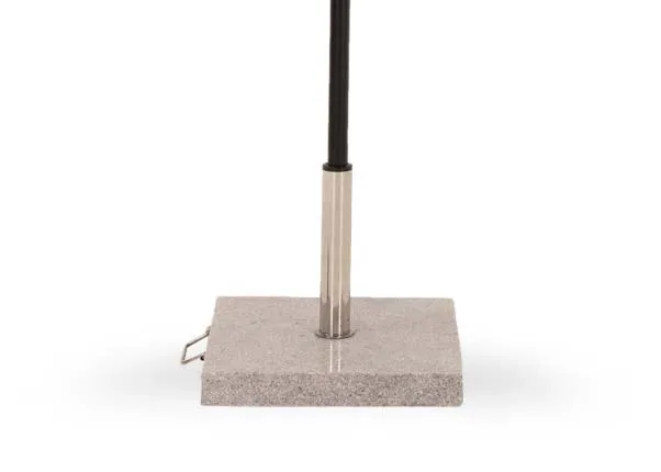 A grey garden parasol with granite basefrom EZ Livings Seville range. Closeup of granite base