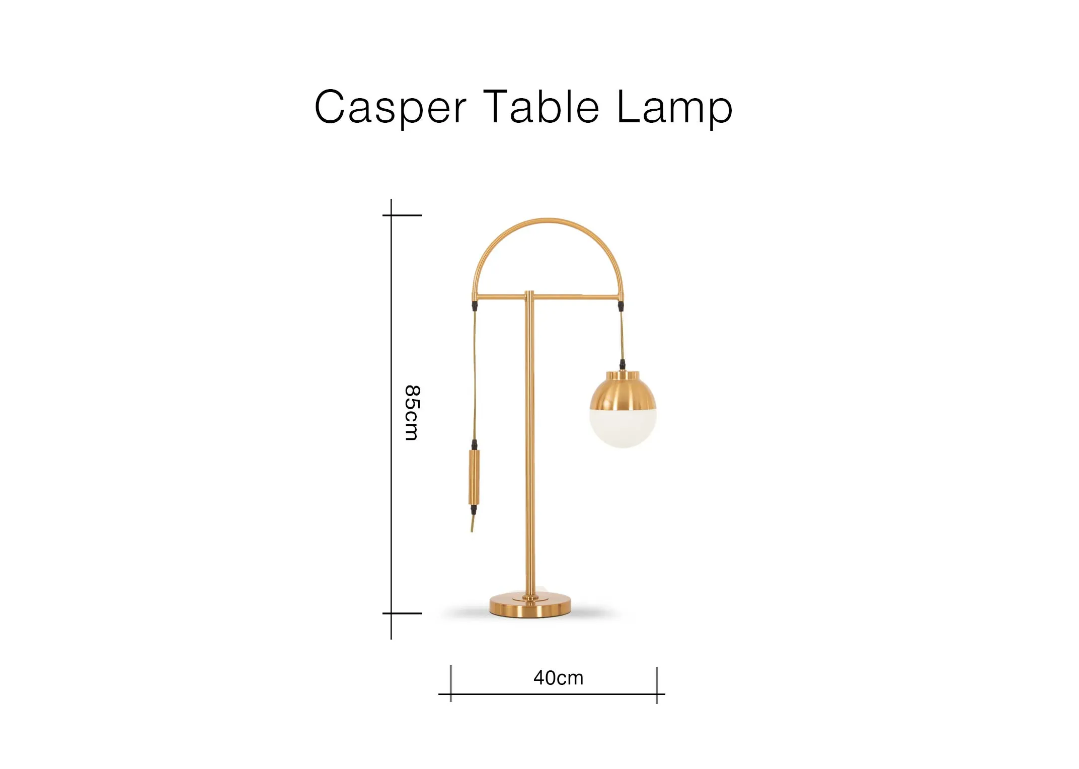 A dimension image of the Casper Table lamp with 40cm x  85cm