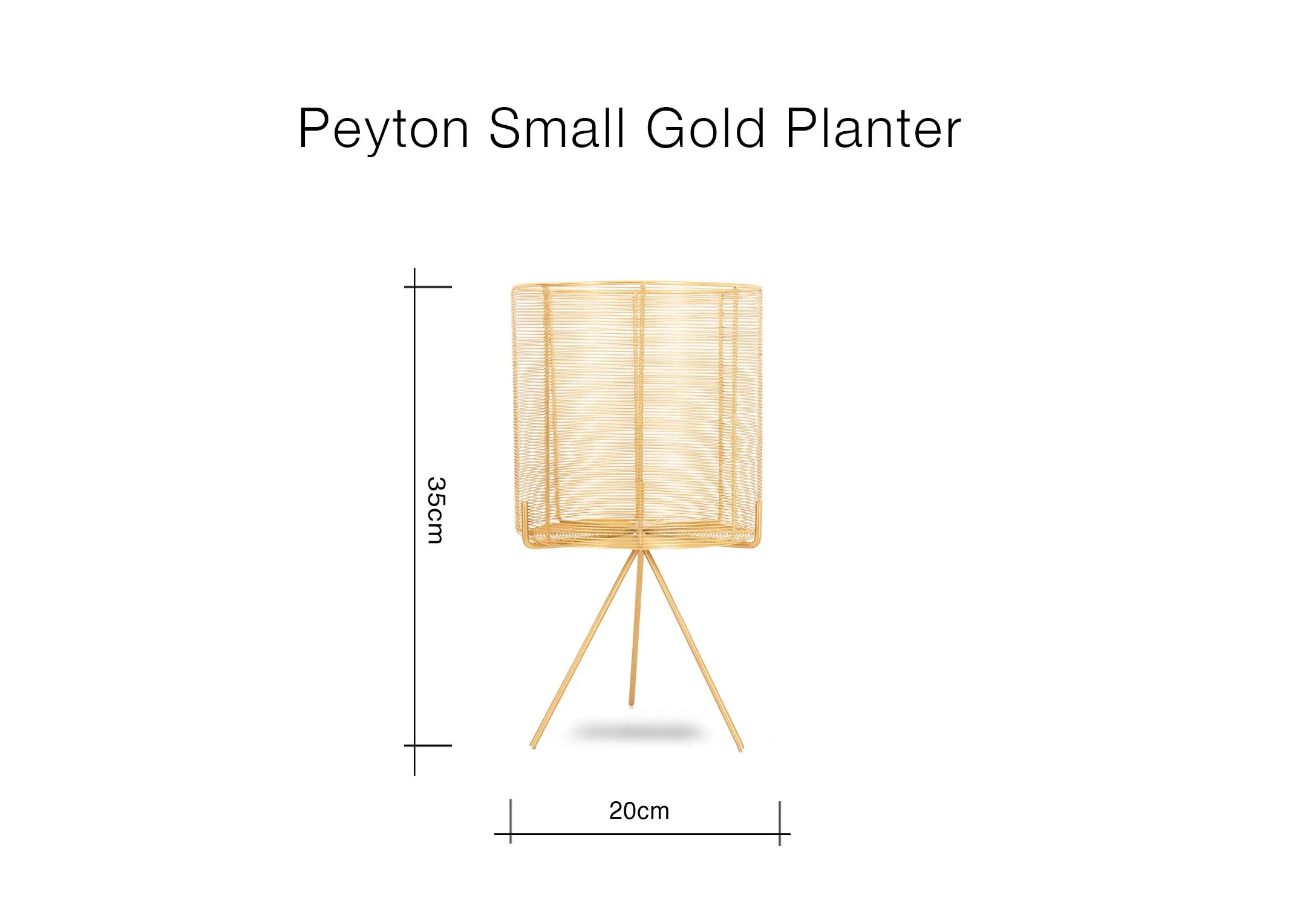 A dimension image of the Peyton Small Planter with 20cm x 35cm 